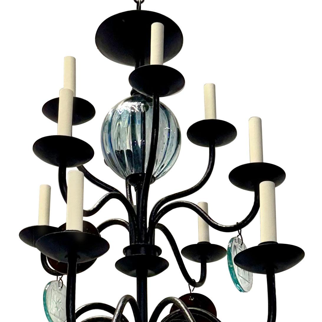 Swedish Vintage Scandinavian Iron Chandelier For Sale