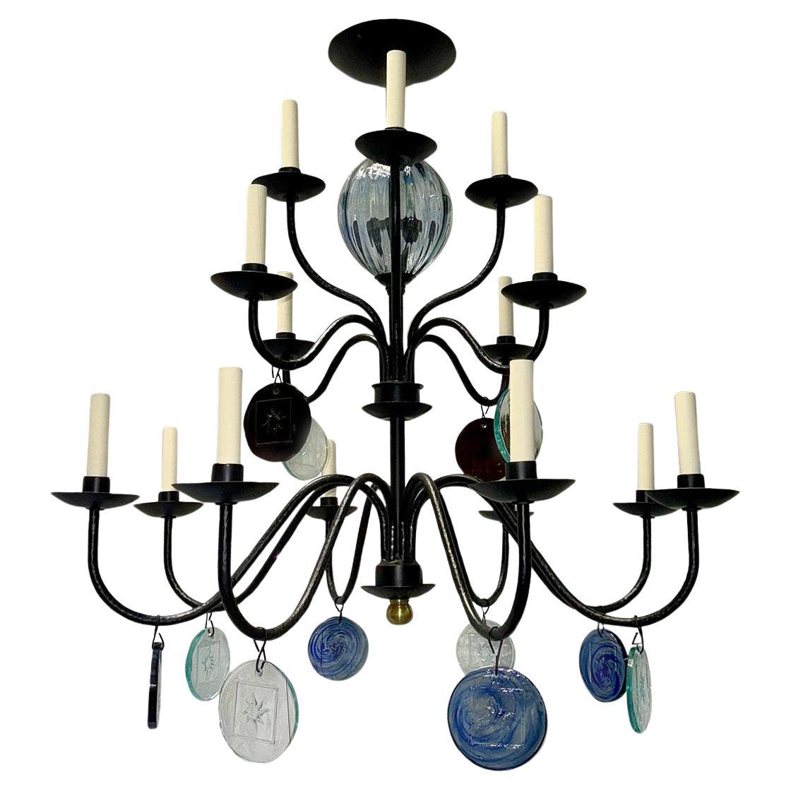 Vintage Scandinavian Iron Chandelier For Sale