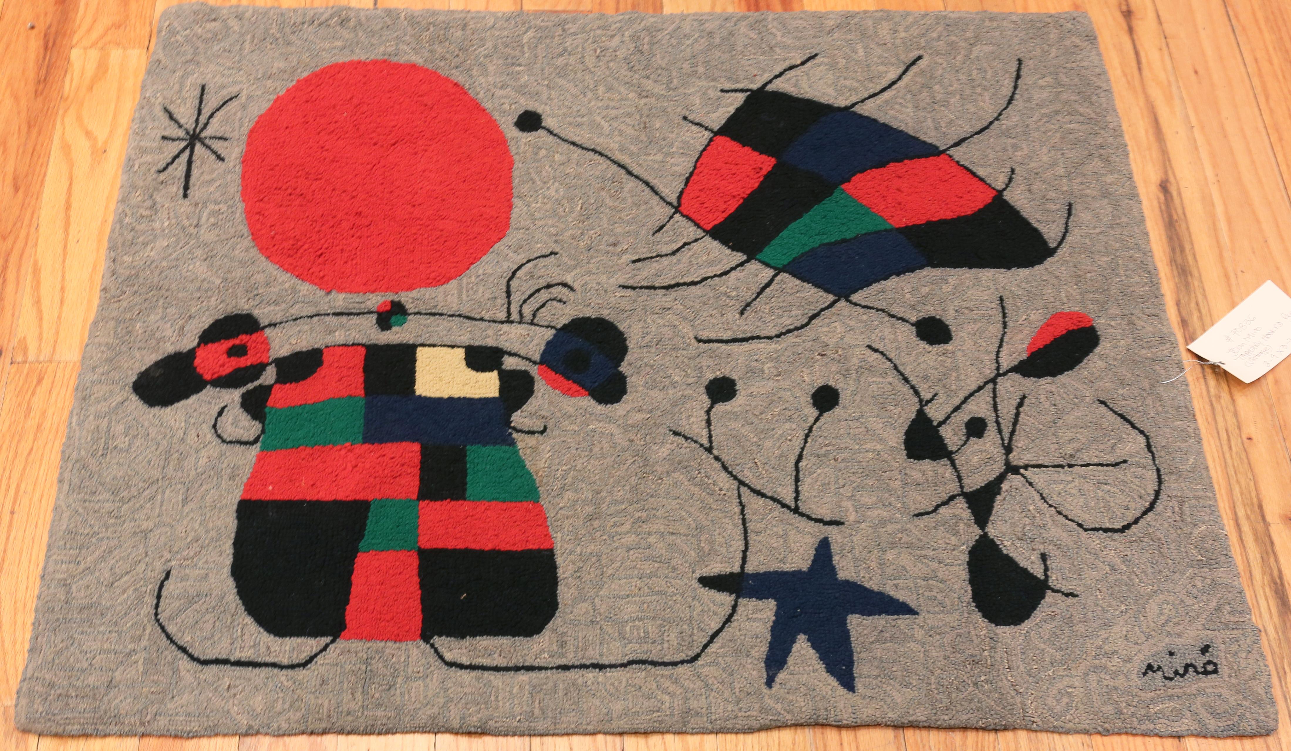 Wool Vintage Scandinavian After Joan Miró Tapestry 2 ft 9 in x 3 ft 7 in