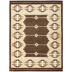 Vintage Scandinavian Kilim by Karen Jonsson. Size: 5 ft 10 in x 7 ft 8 in