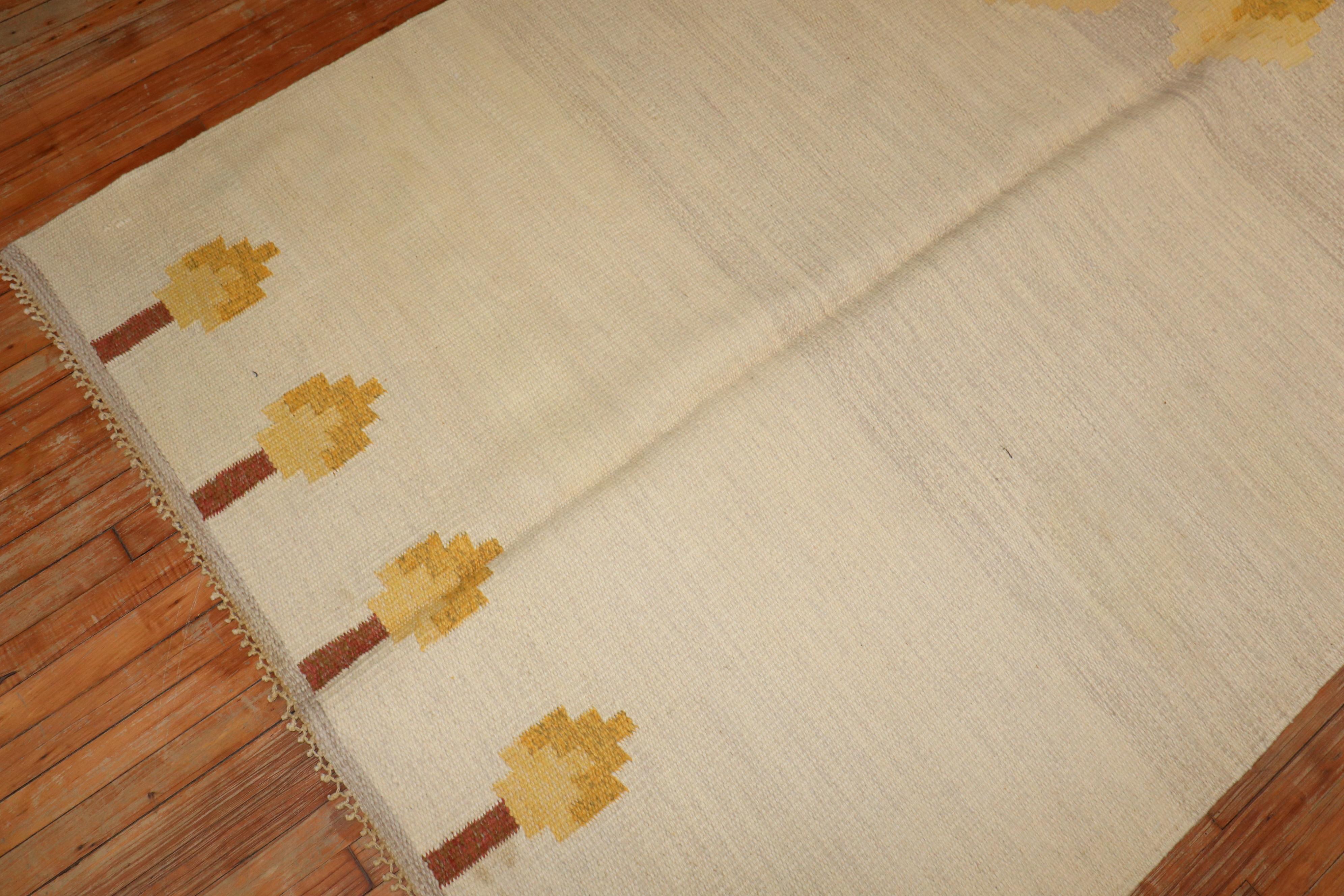 Hand-Knotted Vintage Scandinavian Kilim