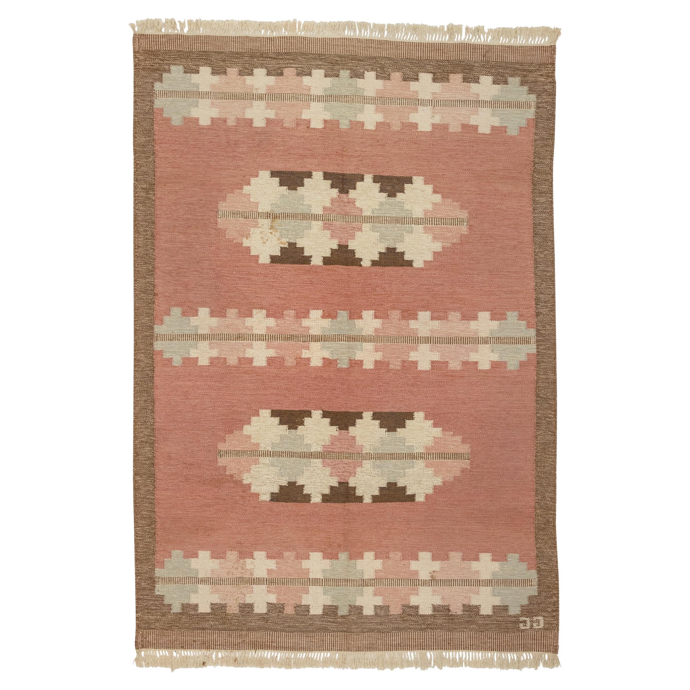 Skandinavischer Vintage-Kelim-Teppich, ca. Mitte des 20. Jahrhunderts im Angebot