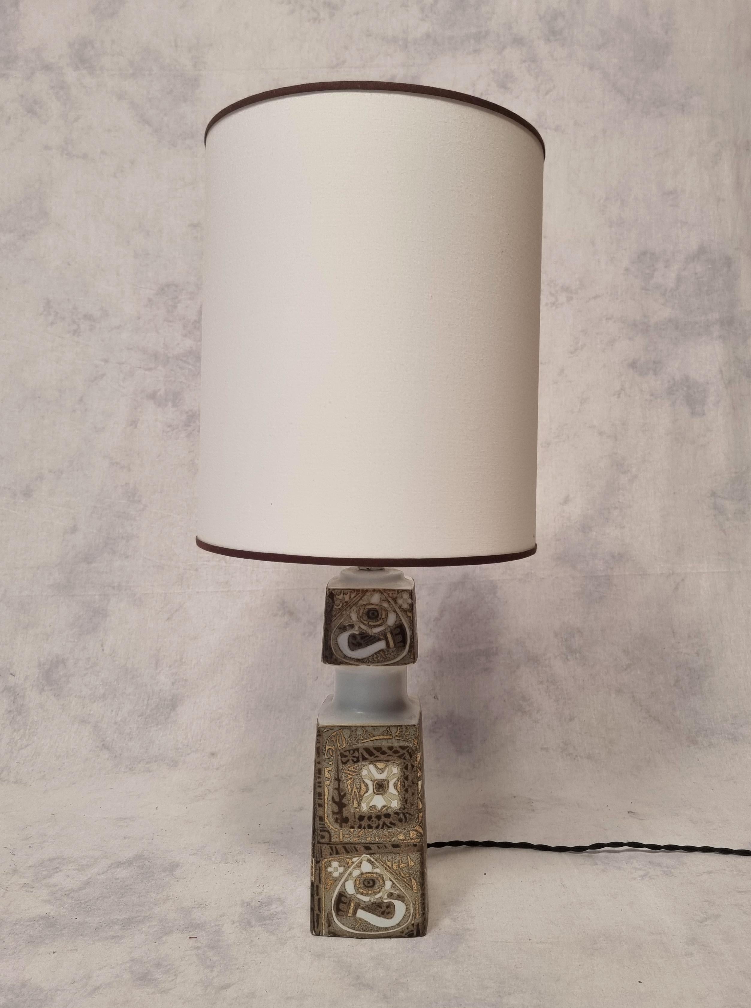 Vintage Scandinavian Lamp By Nils Thorsson For Fog & Morup - Stoneware - Ca 1960 5