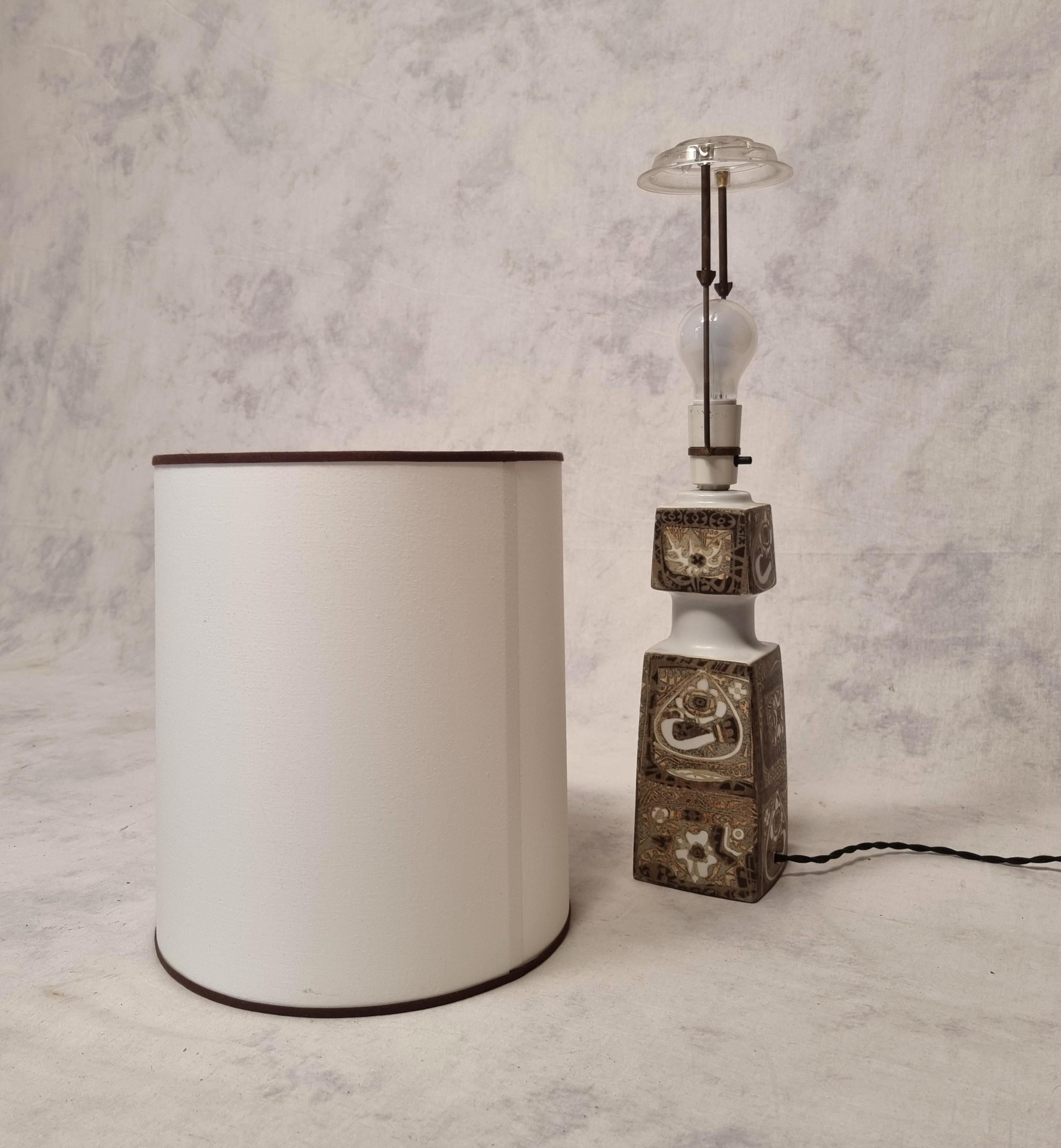 Mid-Century Modern Vintage Scandinavian Lamp By Nils Thorsson For Fog & Morup - Stoneware - Ca 1960