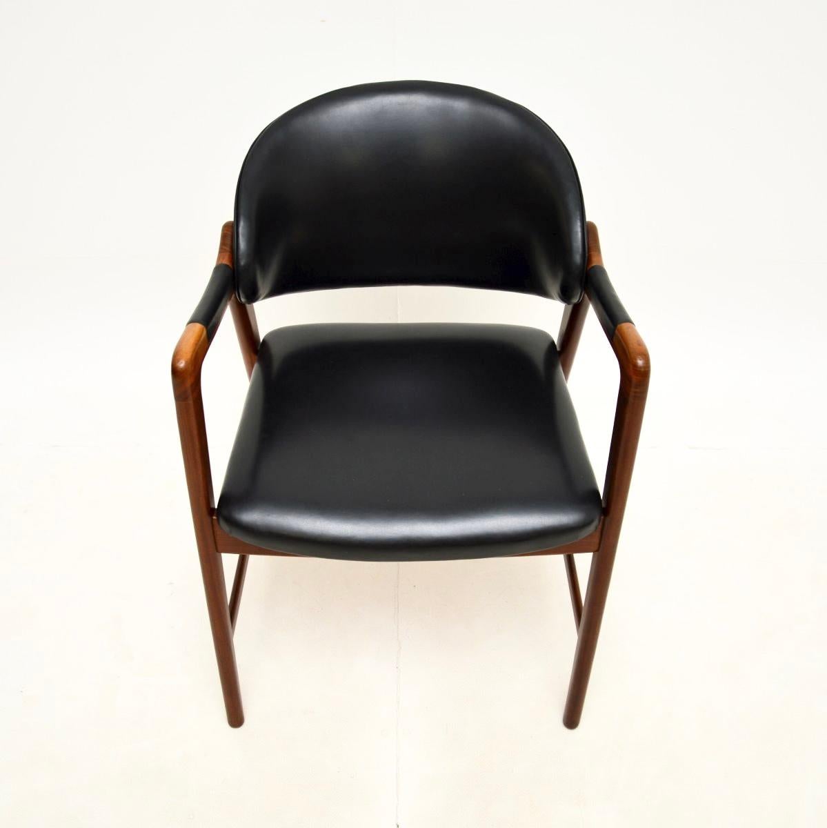 Pelle Vintage Scandinavian Leather Armchair / Desk Chair by Ingmar Relling in vendita