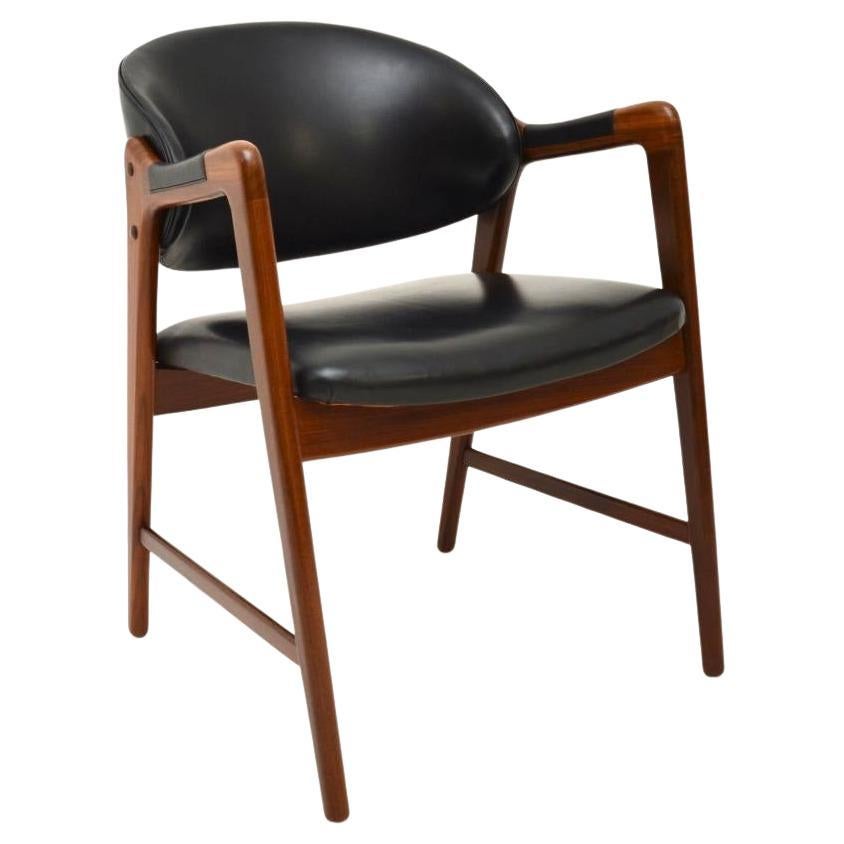 Vintage Scandinavian Leather Armchair / Desk Chair by Ingmar Relling in vendita