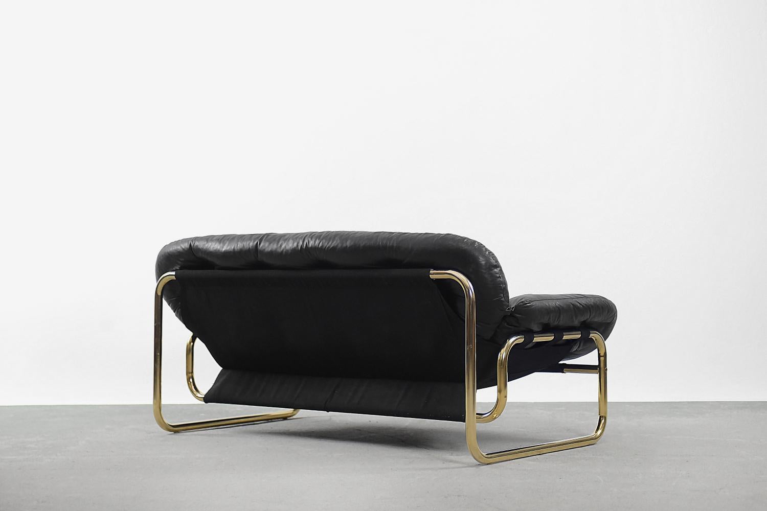 Sofá vintage escandinavo de cuero negro de John-Bertil Häggström para Swed-Form en venta 4