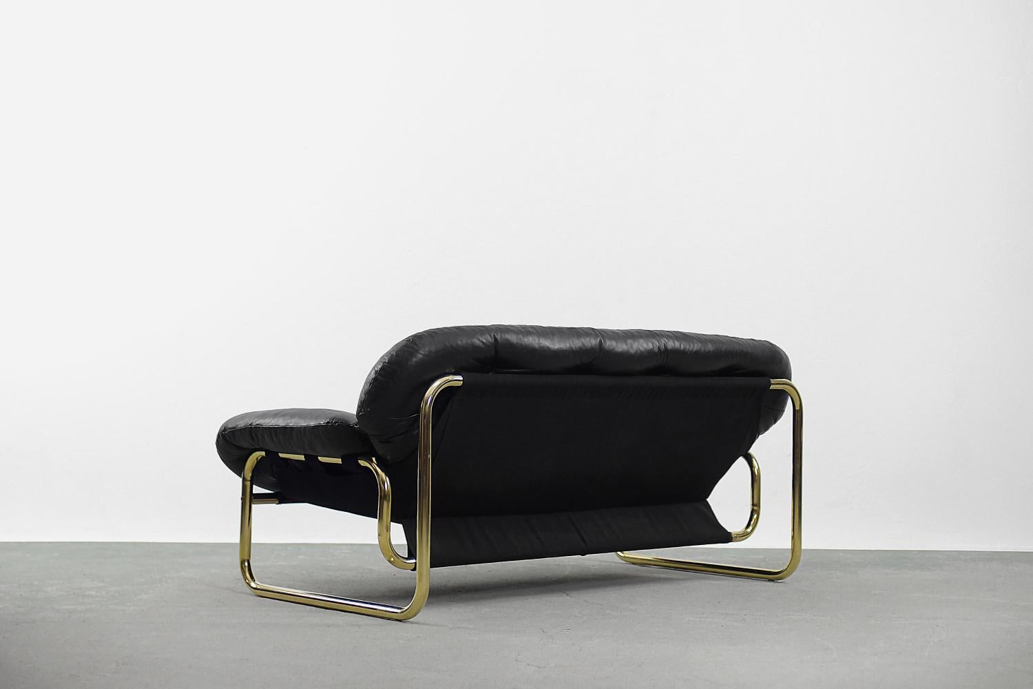 Sofá vintage escandinavo de cuero negro de John-Bertil Häggström para Swed-Form en venta 5