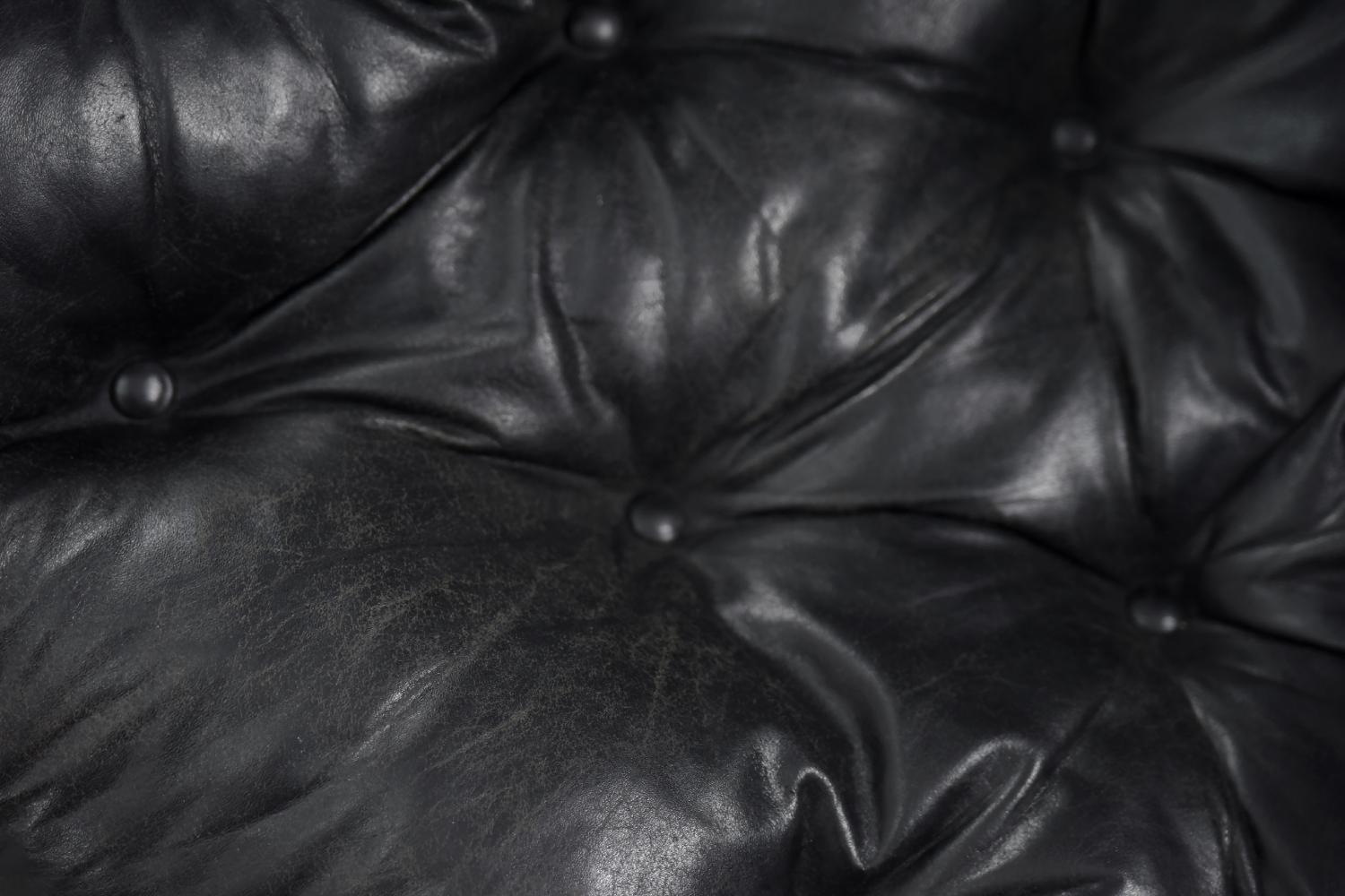 Vintage Scandinavian Leather Black Sofa by John-Bertil Häggström for Swed-Form For Sale 9