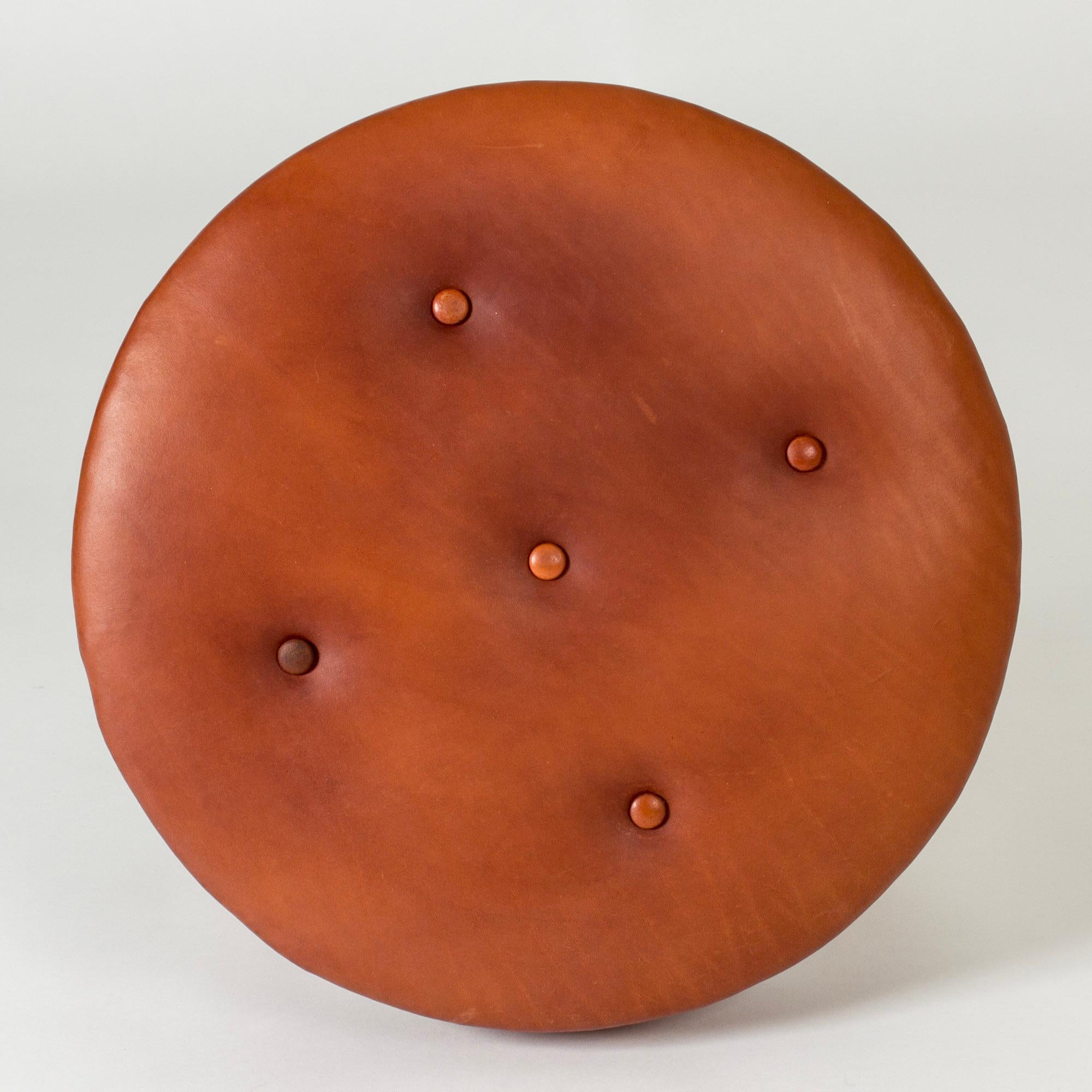 Mid-20th Century Vintage Scandinavian leather ottoman by Axel Larsson, Sweden, 1940s