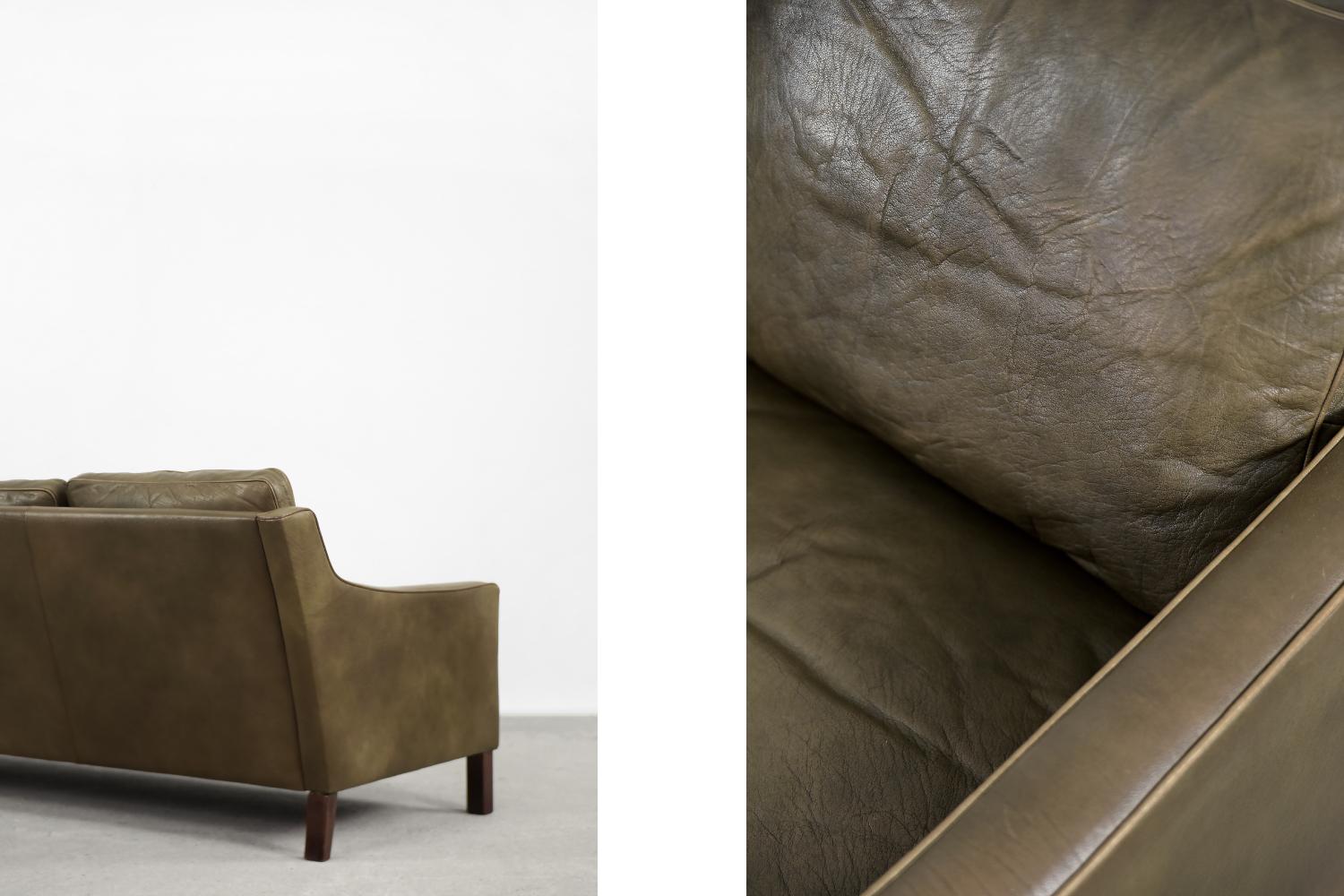 Vintage Swedish Scandinavian Mid-century Modern Brown 3-seater Leather Sofa 4
