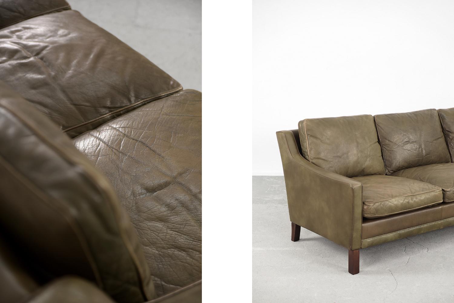 Vintage Swedish Scandinavian Mid-century Modern Brown 3-seater Leather Sofa 5