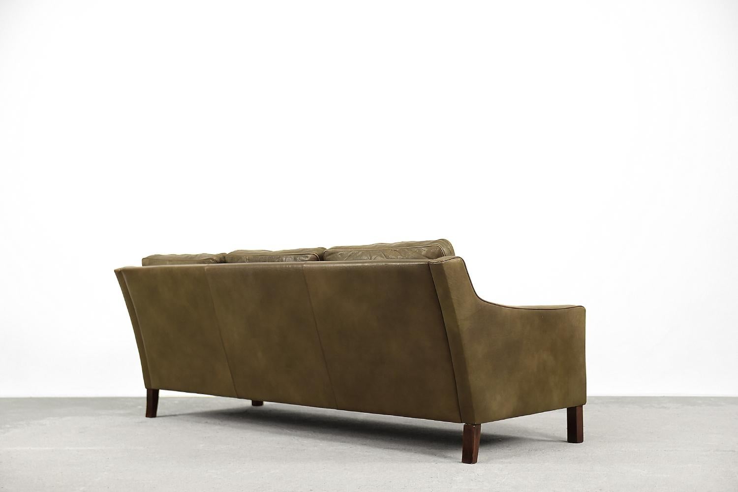Vintage Swedish Scandinavian Mid-century Modern Brown 3-seater Leather Sofa 6