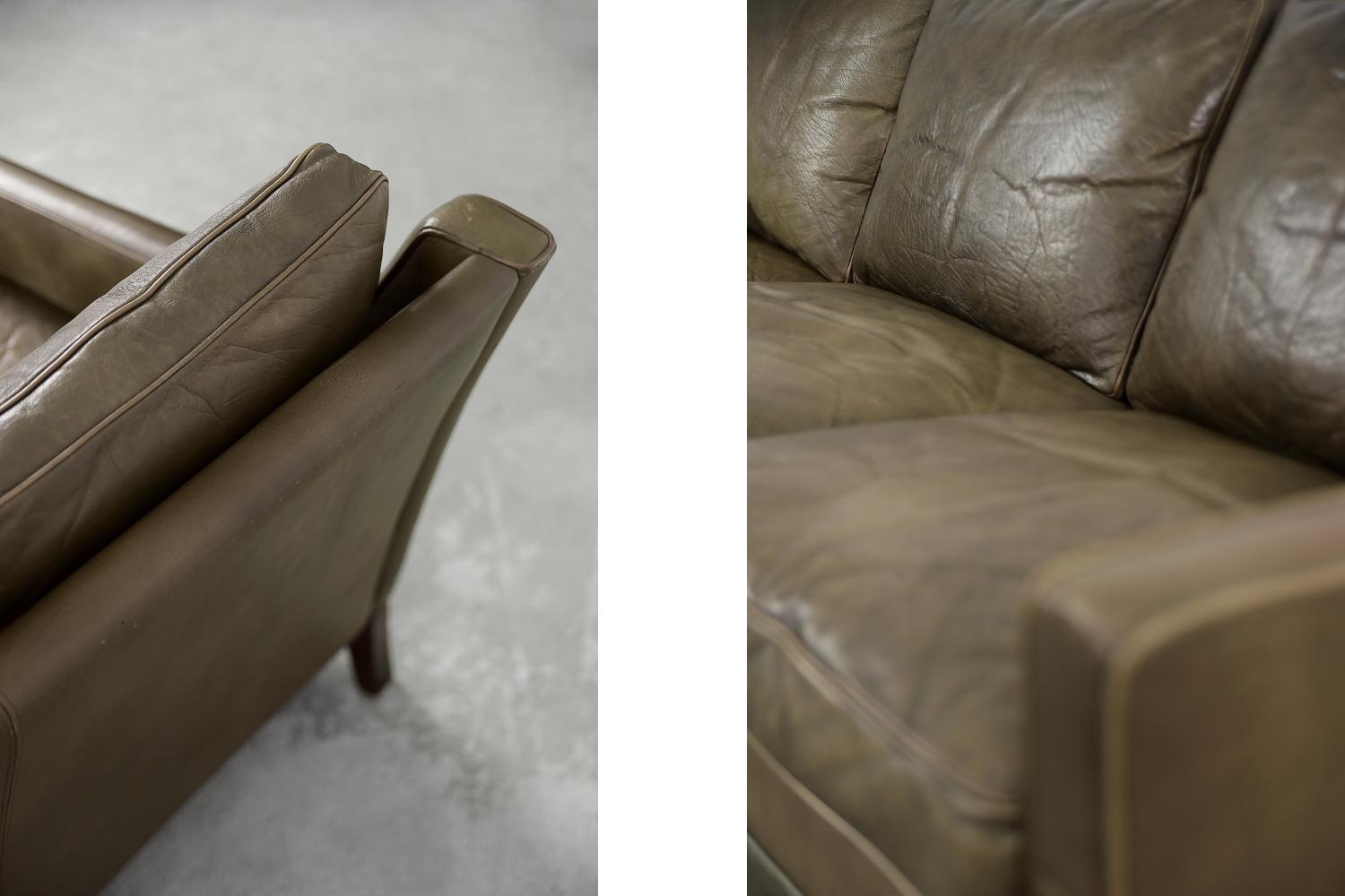 Vintage Swedish Scandinavian Mid-century Modern Brown 3-seater Leather Sofa 10