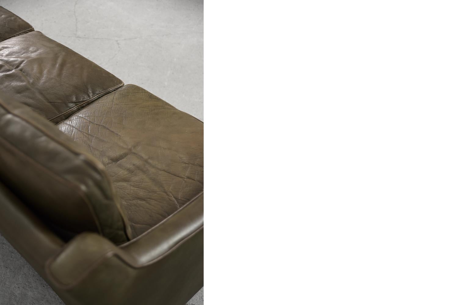 Vintage Swedish Scandinavian Mid-century Modern Brown 3-seater Leather Sofa 11