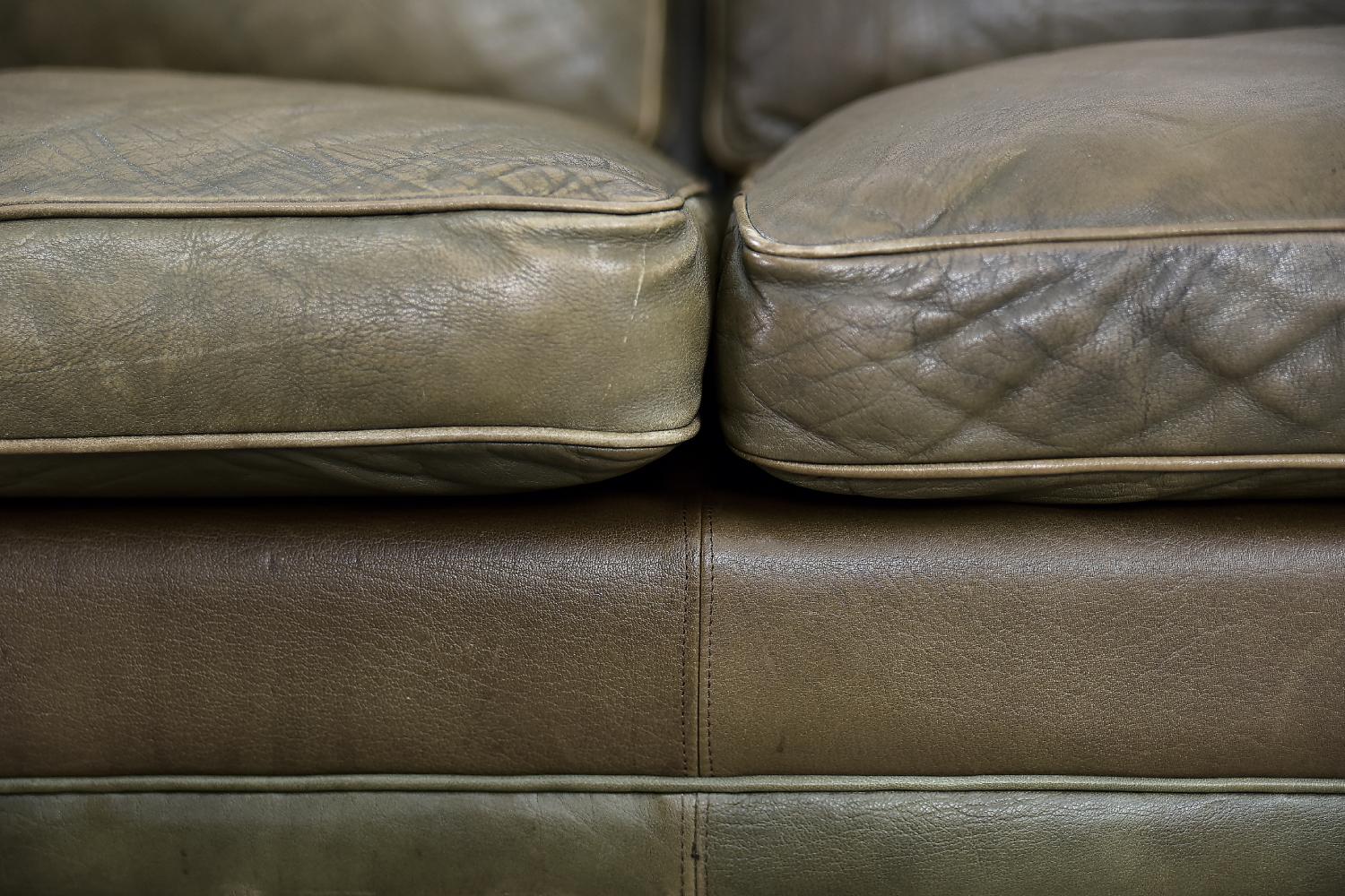 Scandinavian Modern Vintage Swedish Scandinavian Mid-century Modern Brown 3-seater Leather Sofa