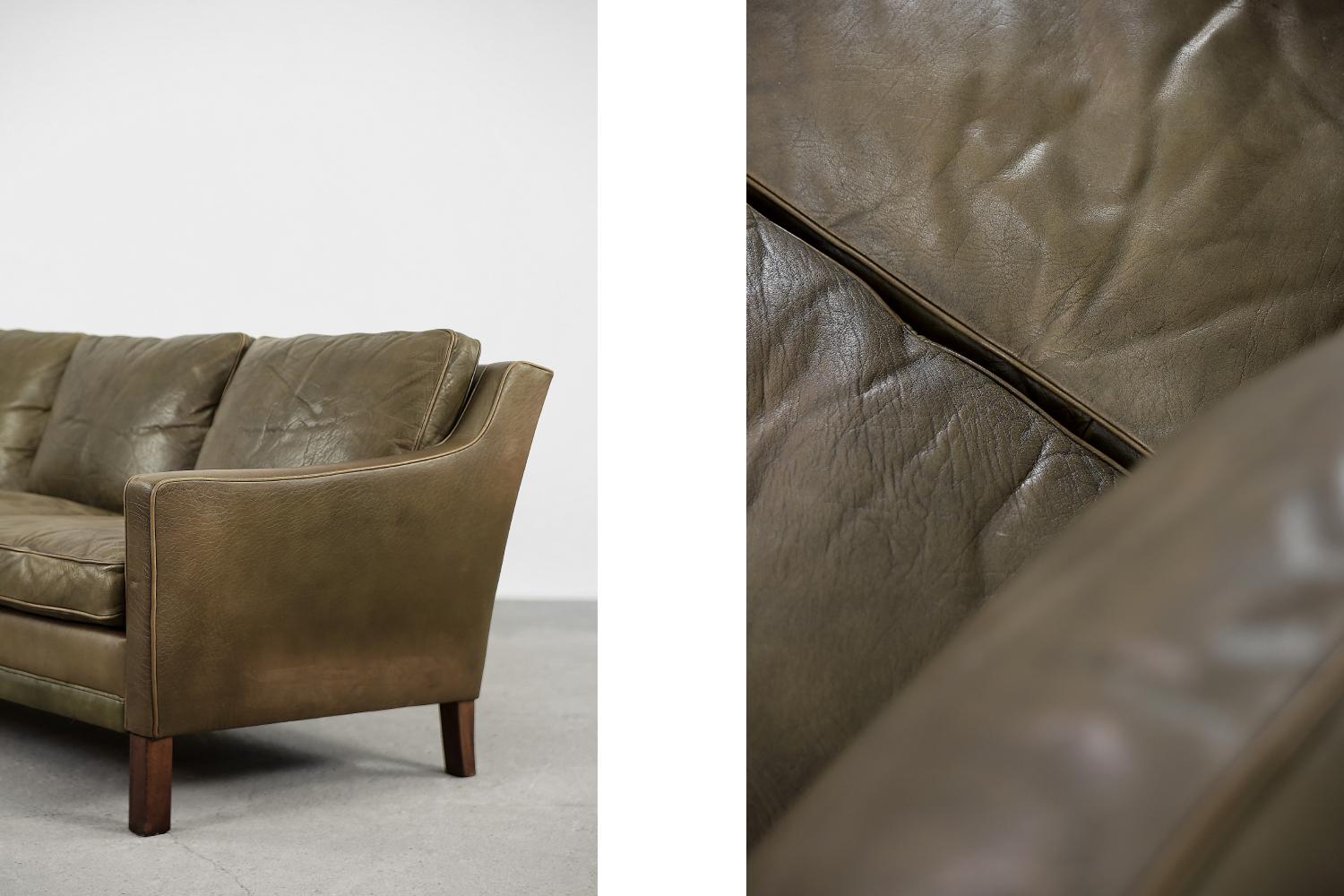 Mid-20th Century Vintage Swedish Scandinavian Mid-century Modern Brown 3-seater Leather Sofa