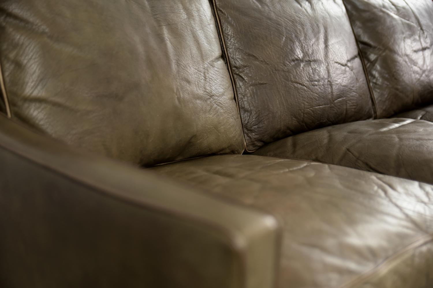 Vintage Swedish Scandinavian Mid-century Modern Brown 3-seater Leather Sofa 1