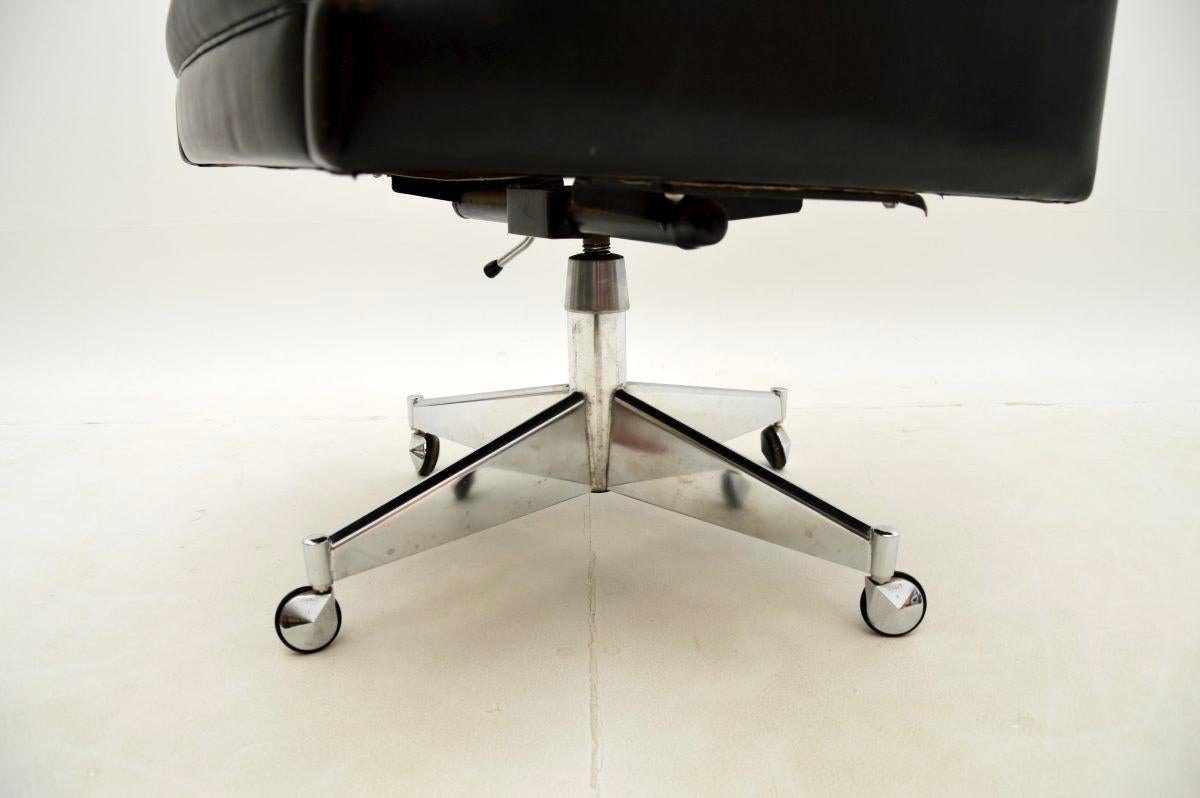Vintage Scandinavian Leather Swivel Desk Chair by Torbjorn Afdal 5