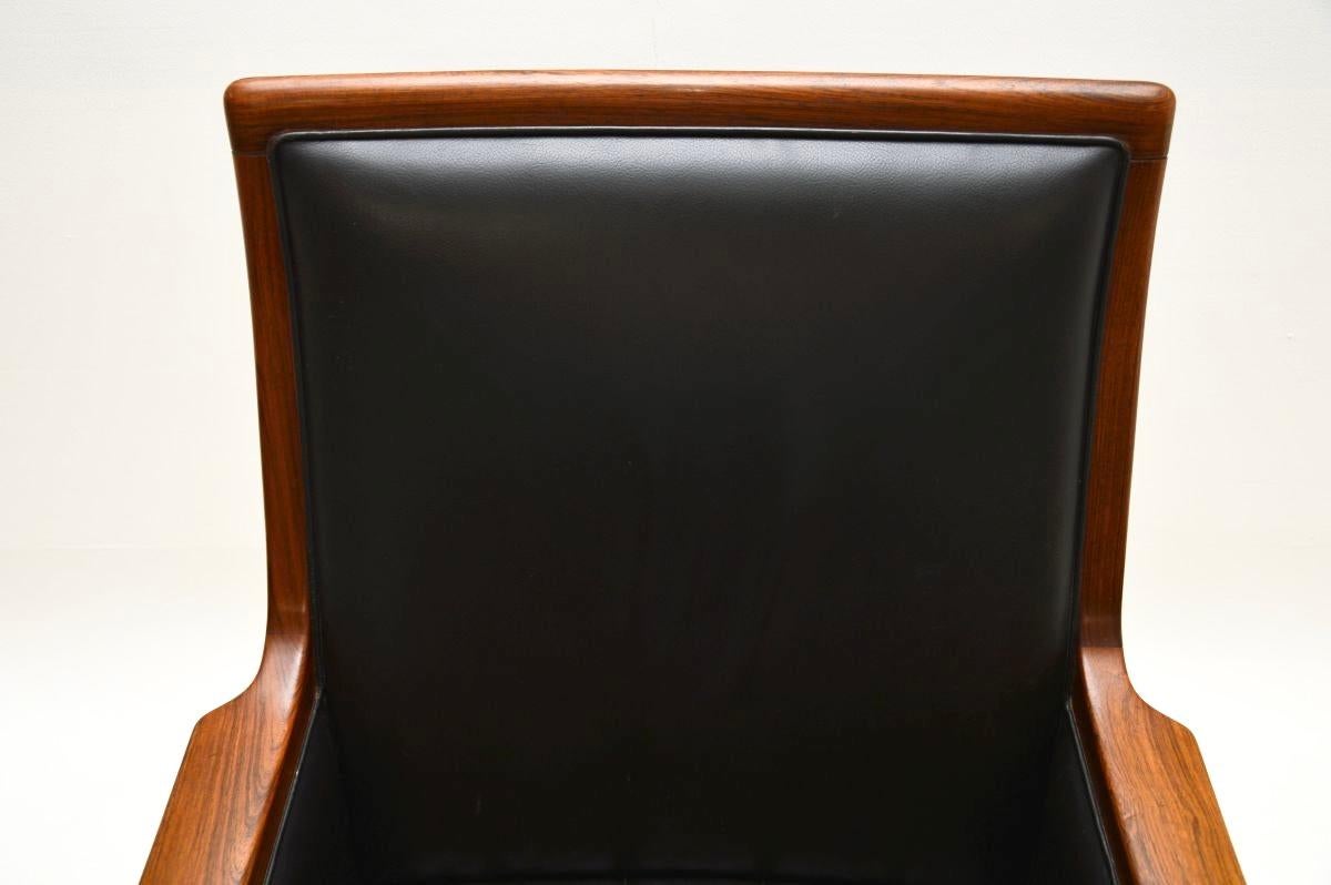 Vintage Scandinavian Leather Swivel Desk Chair by Torbjorn Afdal 1