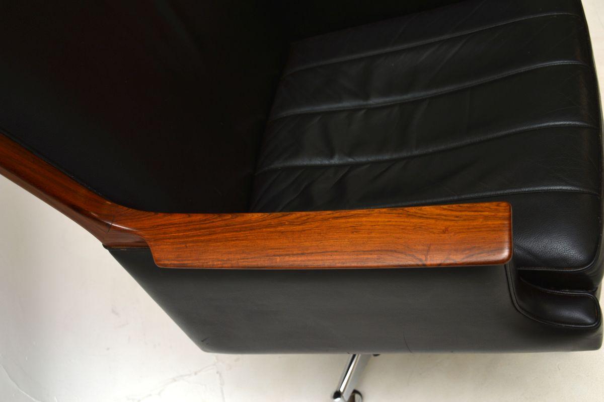 Vintage Scandinavian Leather Swivel Desk Chair by Torbjorn Afdal 2