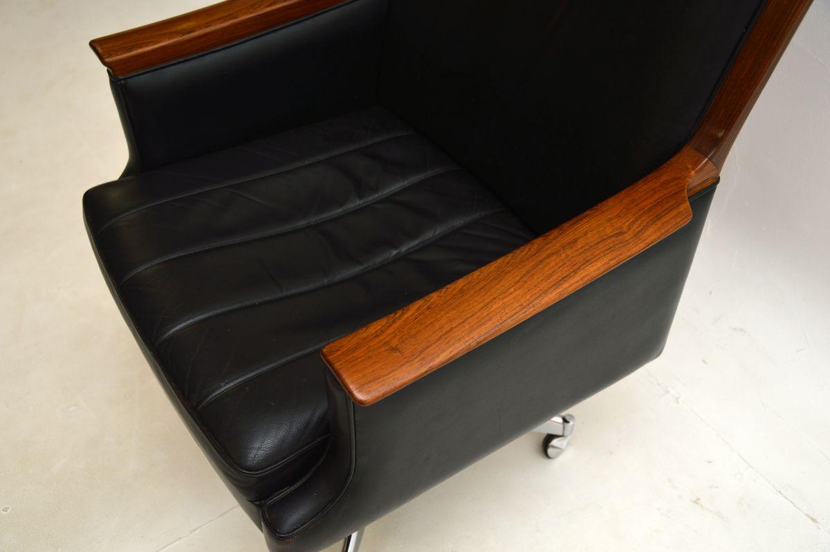 Vintage Scandinavian Leather Swivel Desk Chair by Torbjorn Afdal 3