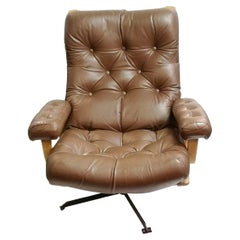 Vintage Scandinavian Lounge Chair in Brown Leather from Göte Möbler, 1970's