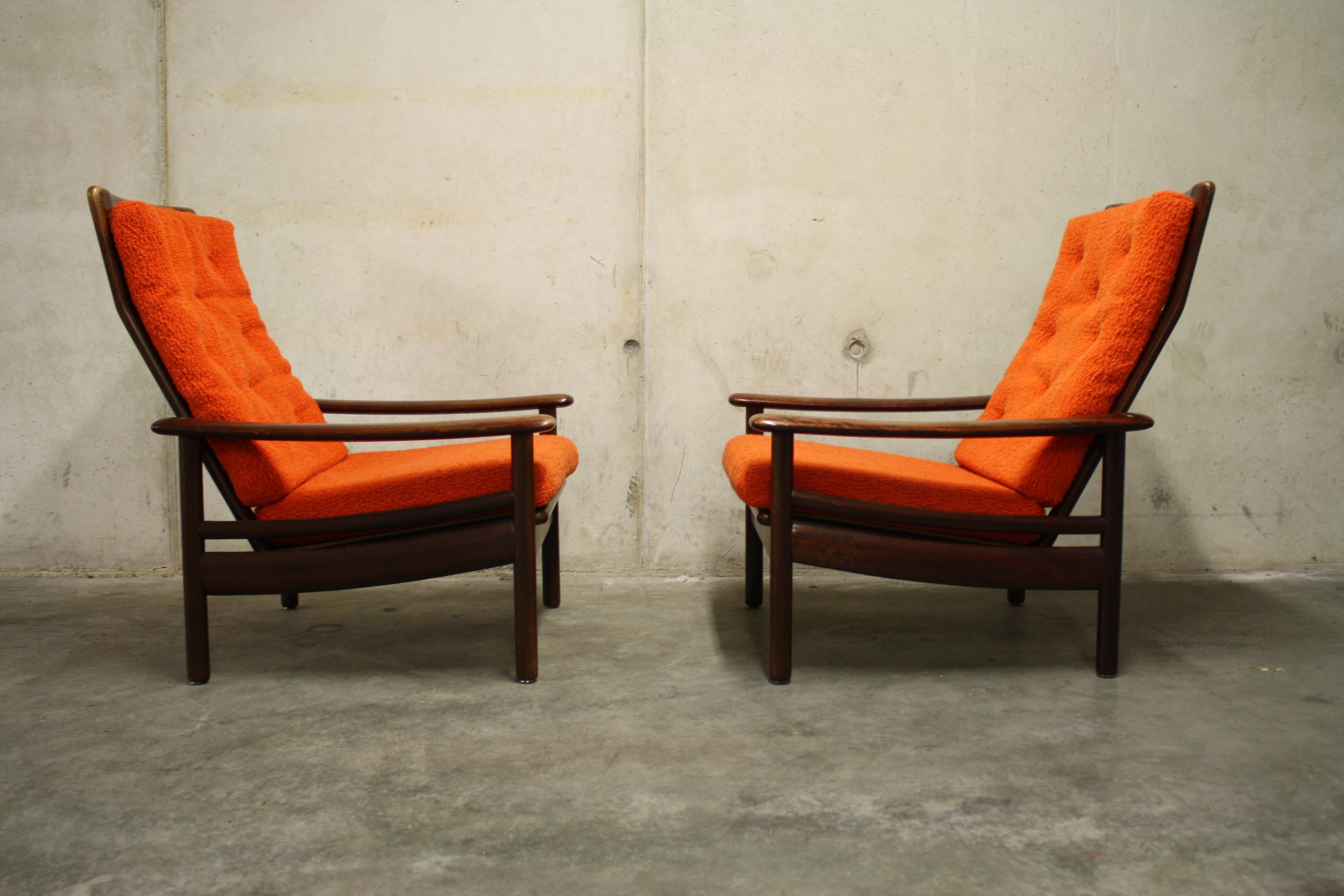 Danish Vintage Scandinavian Lounge Chairs, Set of Two, 1960s