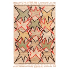 Vintage Scandinavian Marta Maas Barbro Nilsson Rug. Size:  3 ft 6 in x 5 ft