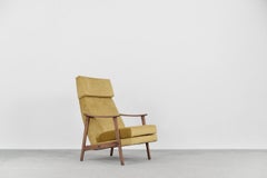 Vintage High Scandinavian Mid-Century Modern Fabric&Walnut Wood Armchair, 1960s