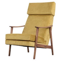 Vintage High Scandinavian Mid-Century Modern Fabric&Walnut Wood Armchair, 1960s