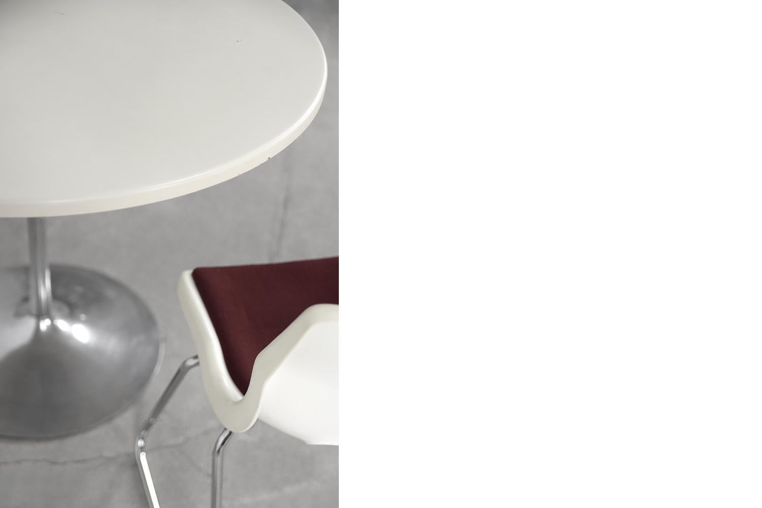Scandinavian Modern Vintage Scandinavian MidCentury Modern Dining Table with Chrome Metal Tulip Leg. For Sale