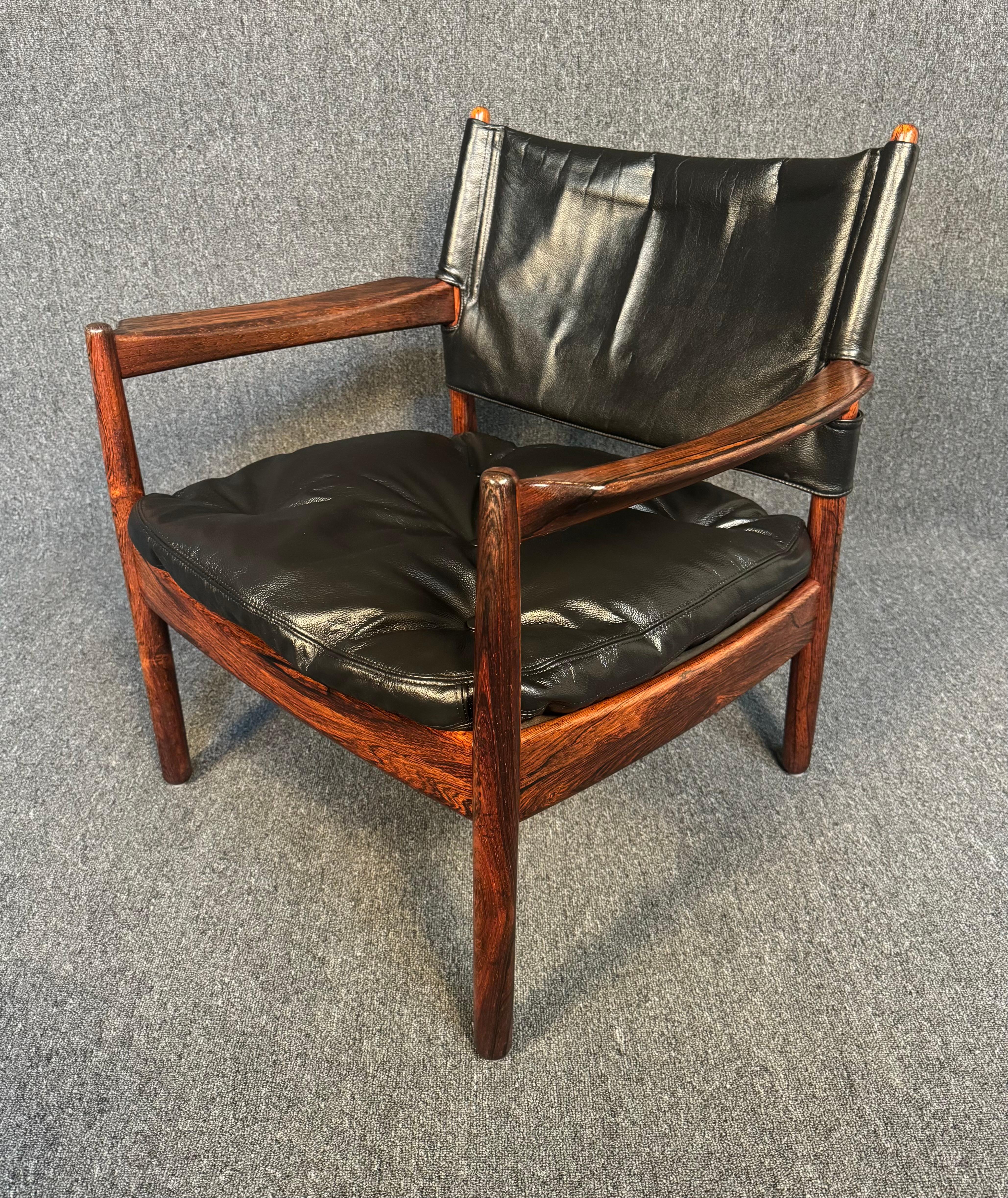 Rosewood Vintage Scandinavian Mid Century Modern Lounge Chair by Gunnar Myrstand For Sale
