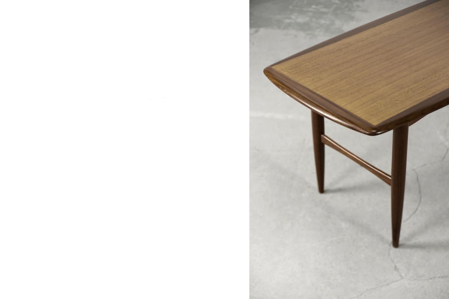 Vintage Scandinavian Mid-Century Modern Swedish Coffee Brown Teak Wood Table For Sale 4
