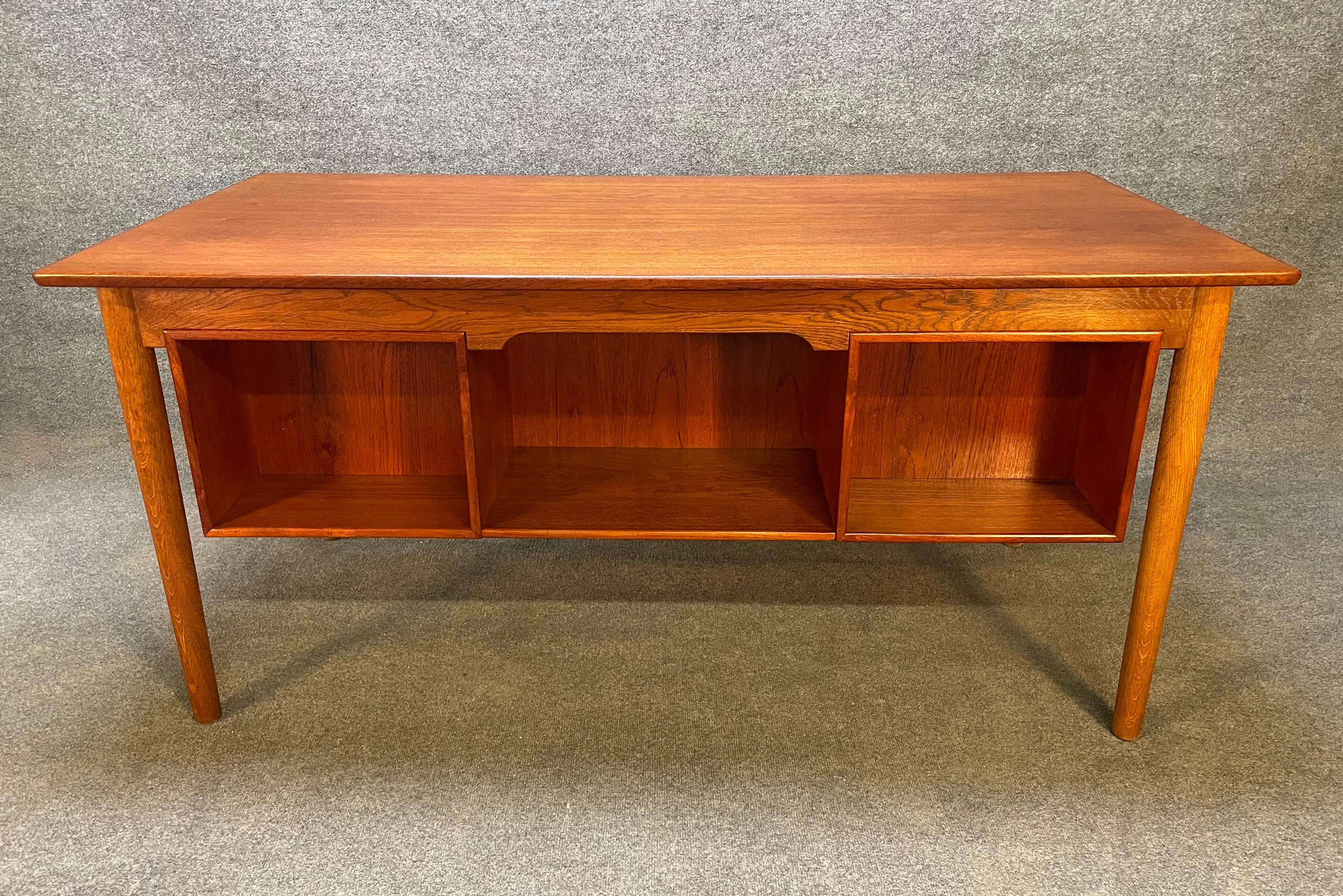 Vintage Scandinavian Mid-Century Modern Teak & Oak Executive Desk by Borge Mogen 3