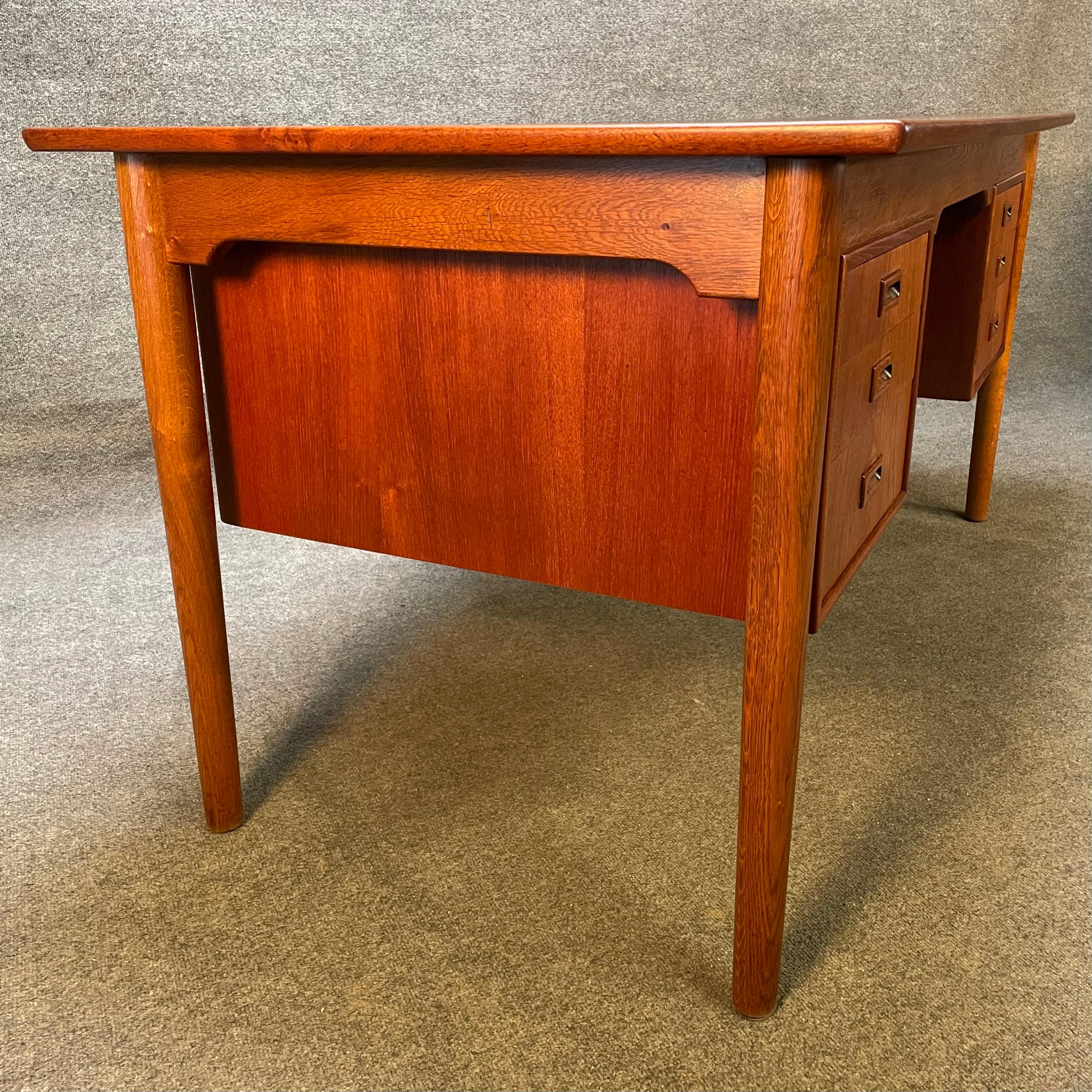 Woodwork Vintage Scandinavian Mid-Century Modern Teak & Oak Executive Desk by Borge Mogen