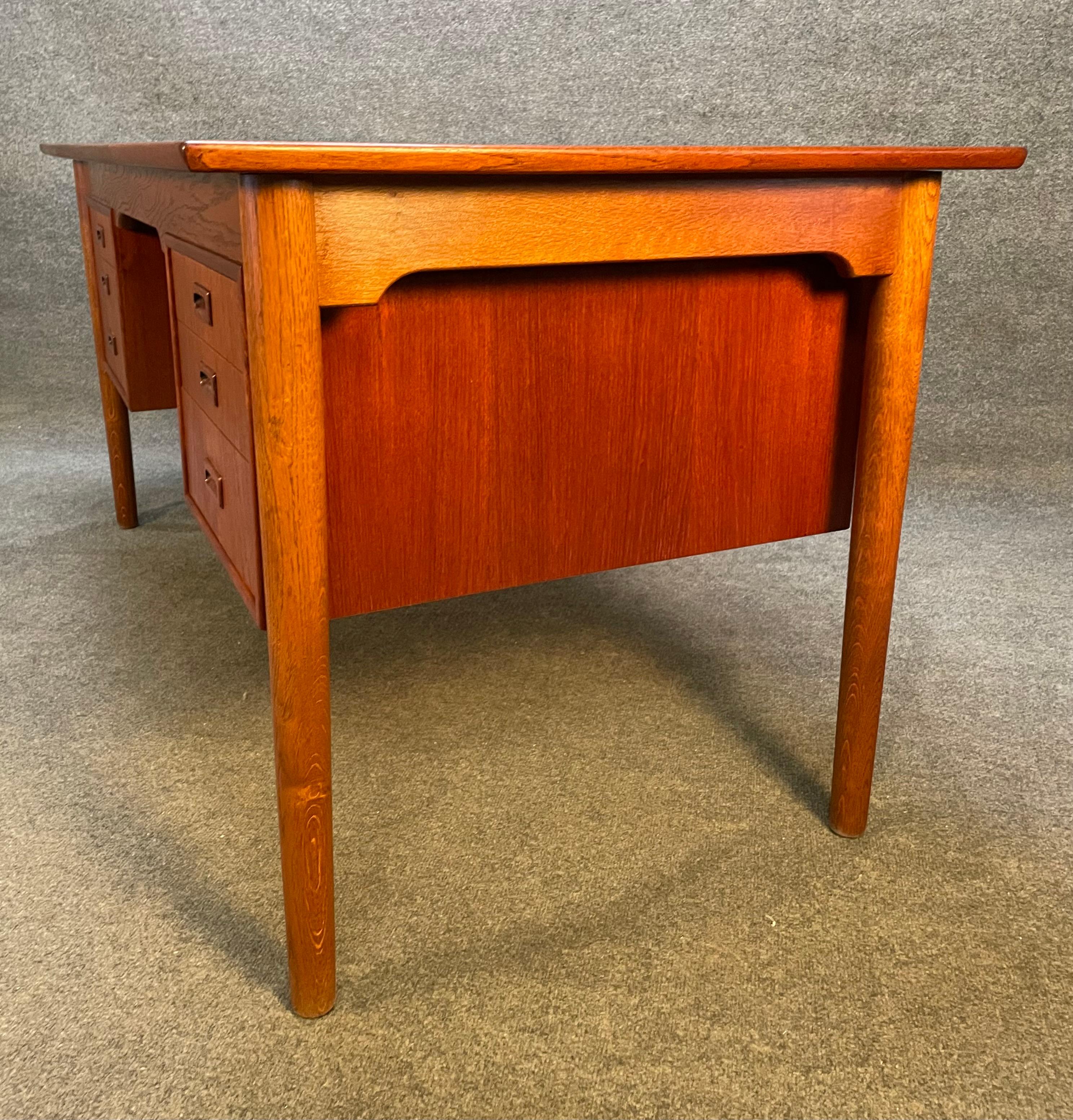 Vintage Scandinavian Mid-Century Modern Teak & Oak Executive Desk by Borge Mogen 1