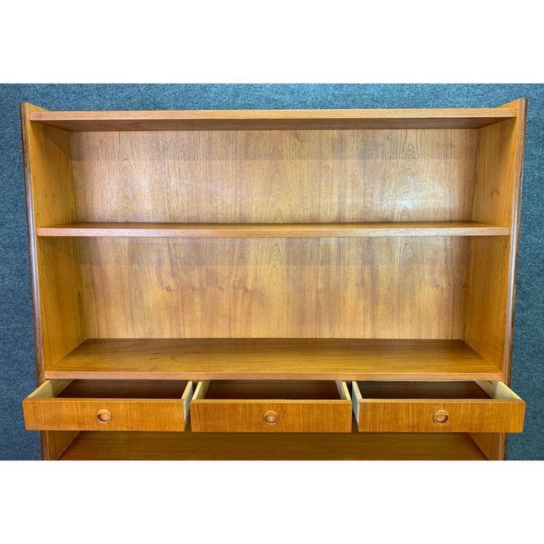 Swedish Vintage Scandinavian Mid-Century Modern Teak Secretary Bookshelf