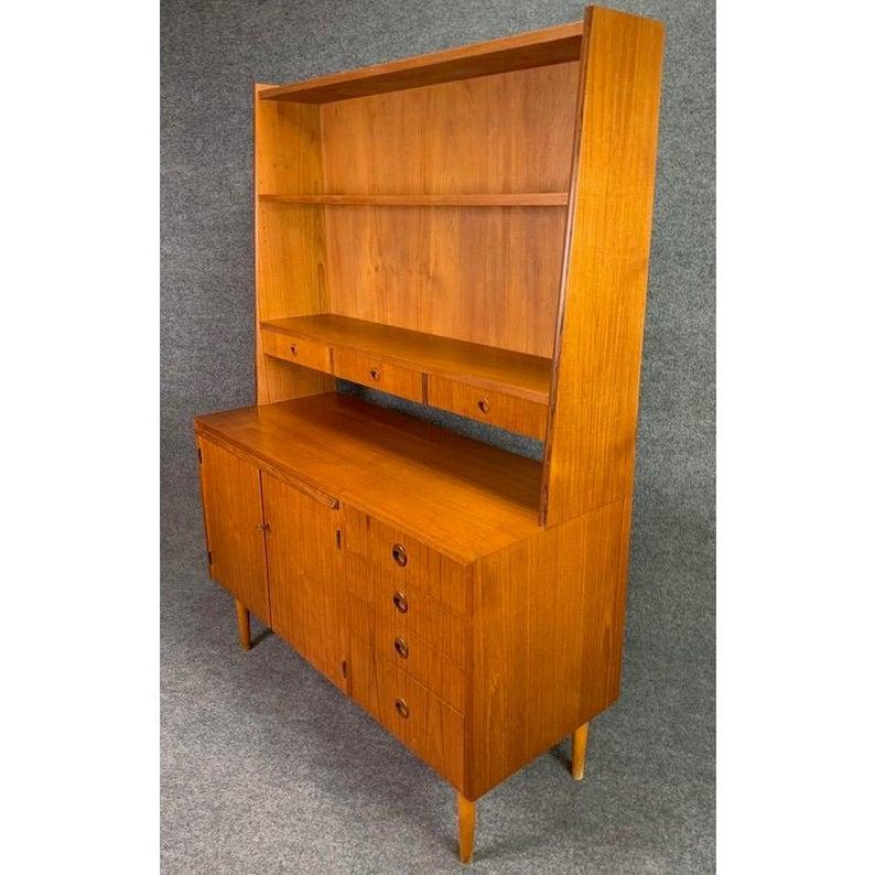 Woodwork Vintage Scandinavian Mid-Century Modern Teak Secretary Bookshelf
