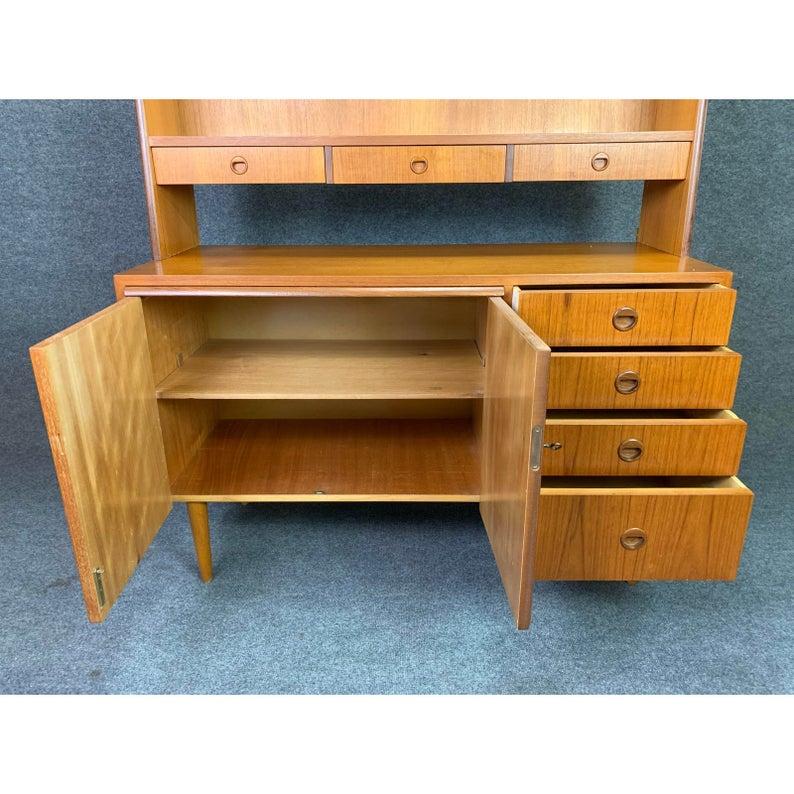 Mid-20th Century Vintage Scandinavian Mid-Century Modern Teak Secretary Bookshelf