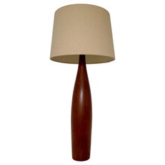 Vintage Scandinavian Mid-Century Modern Teak Table Lamp with Original Shade