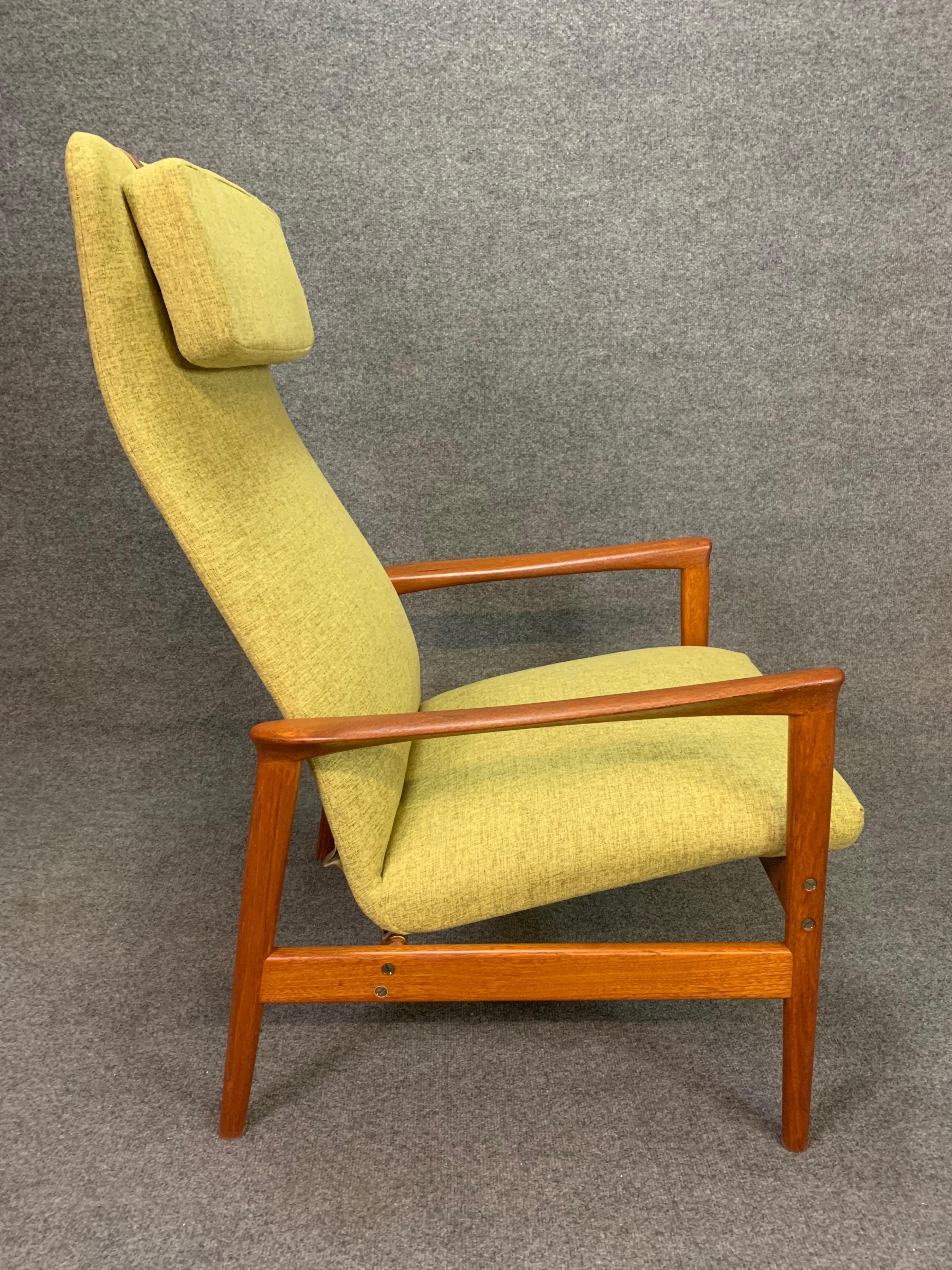 Vintage Scandinavian Midcentury Teak DUX Lounge Chair Recliner by Alf Svensson In Good Condition In San Marcos, CA