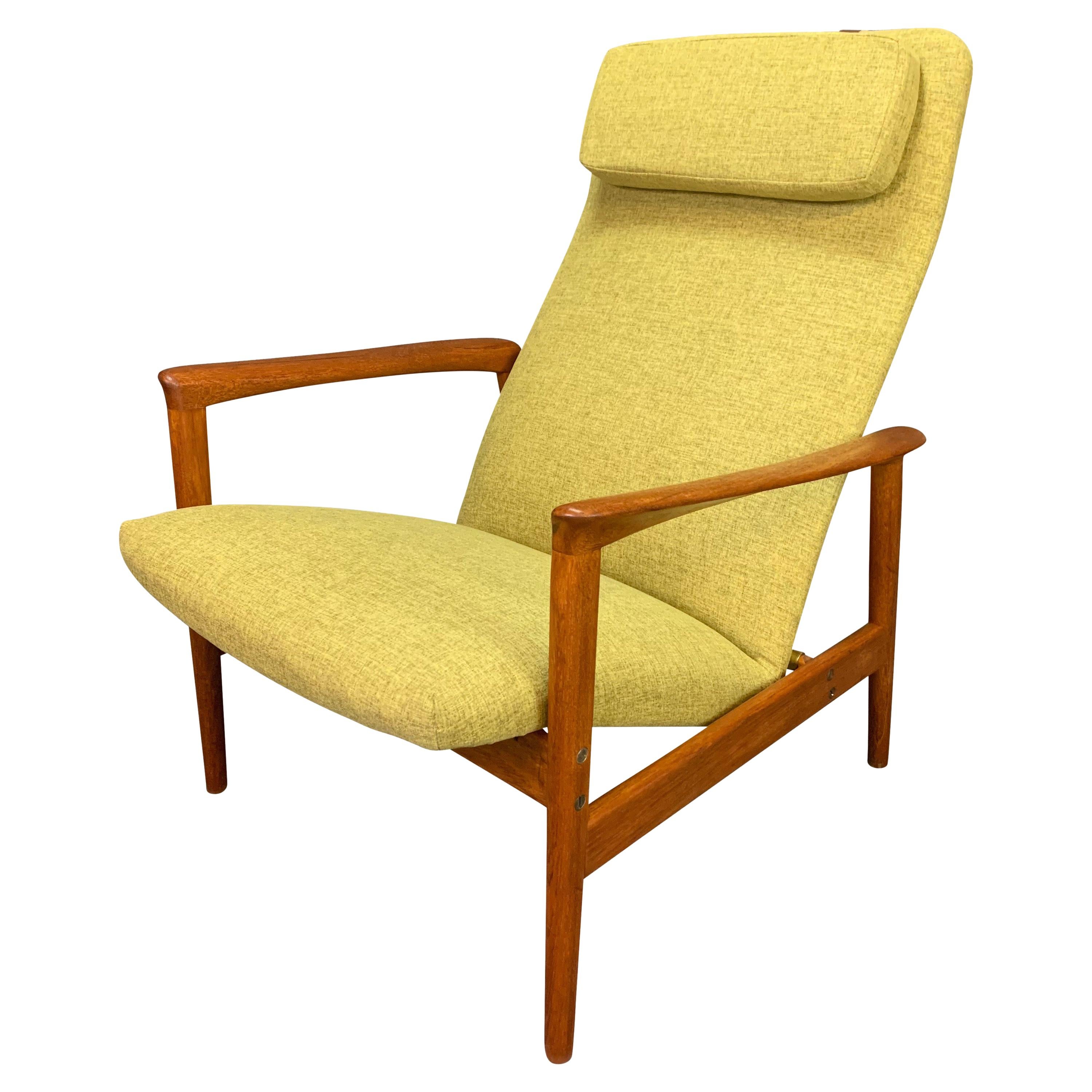 Vintage Scandinavian Midcentury Teak DUX Lounge Chair Recliner by Alf Svensson