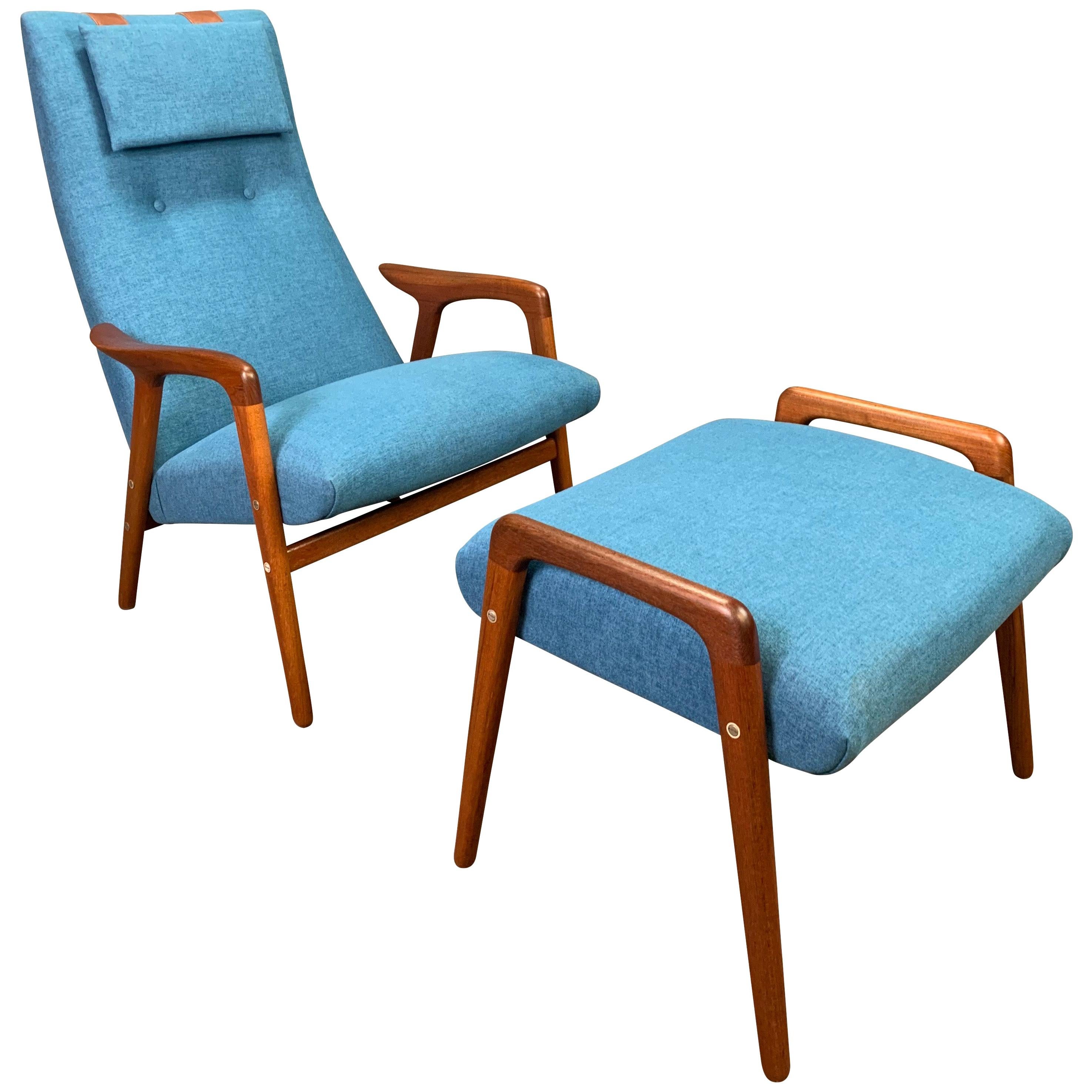 Vintage Scandinavian Mid Century "Mingo" Lounge Chair & Ottoman by Yngve Ekström For Sale