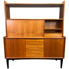 Vintage Scandinavian Midcentury Teak & Oak Highboard Bookcase by Brantorps