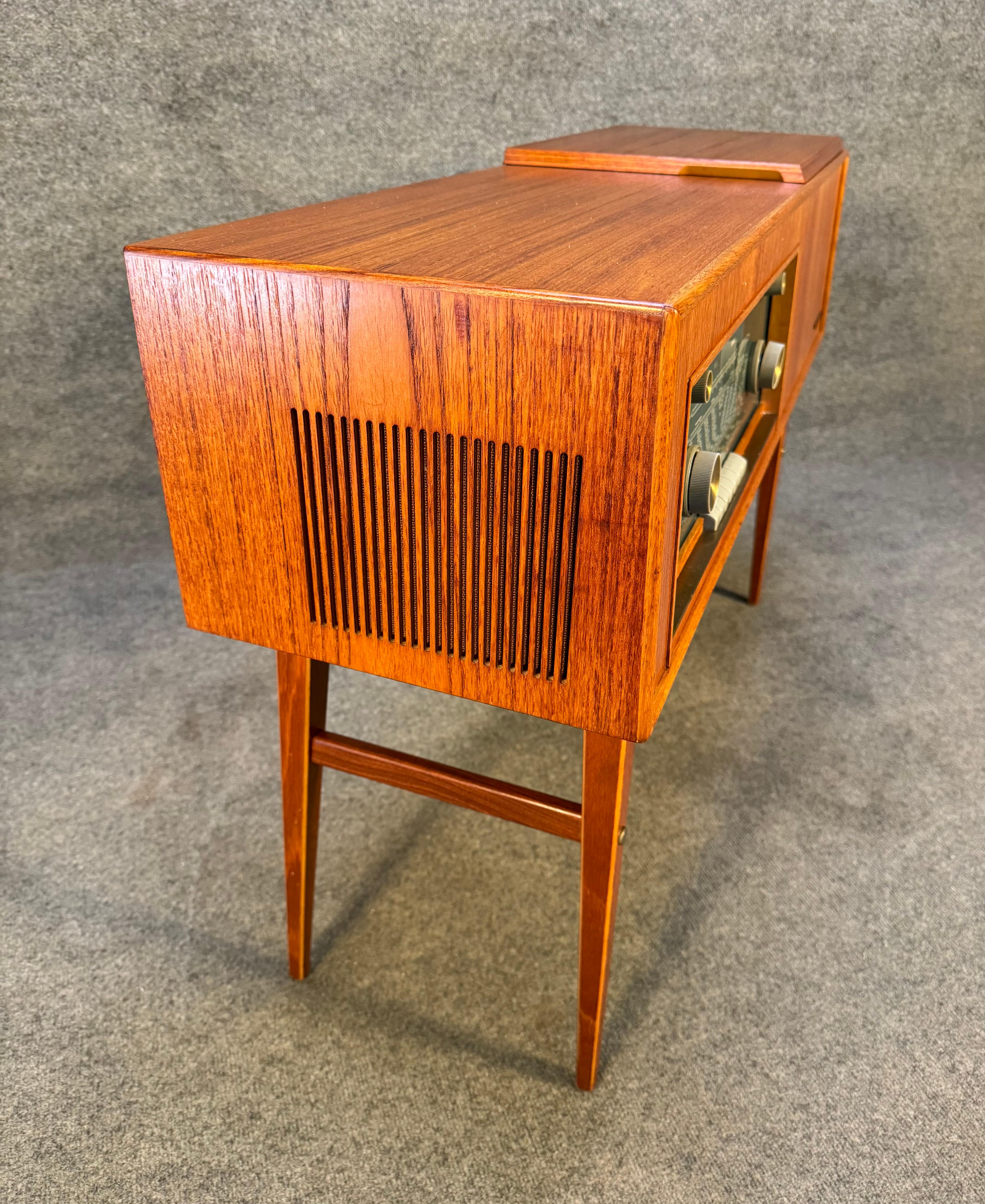 Mid-20th Century Vintage Scandinavian Mid Century Teak Stereo Console by Phillips For Sale