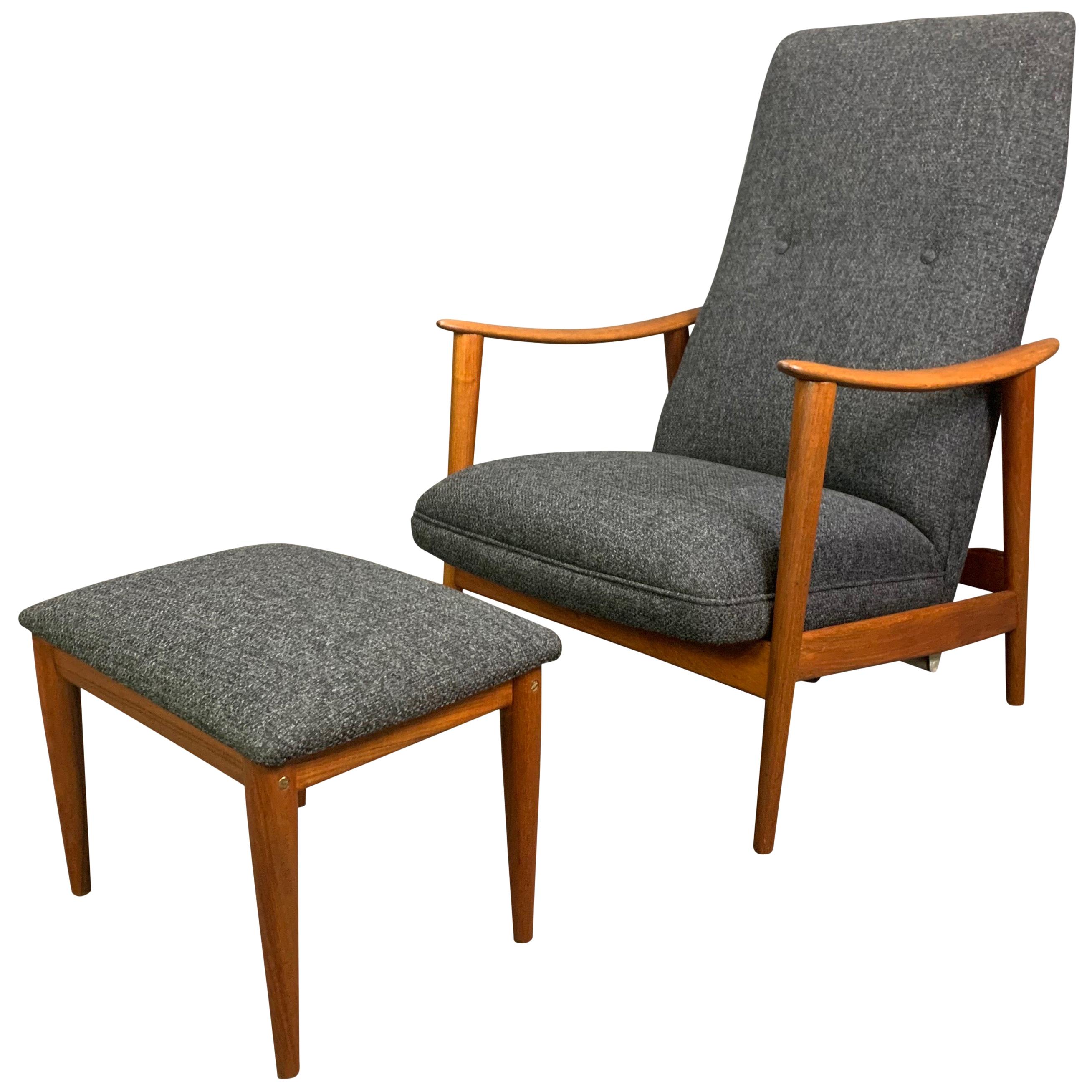 Vintage Scandinavian Midcentury Lounge Chair & Ottoman by Arnt Lande & Westnofa For Sale