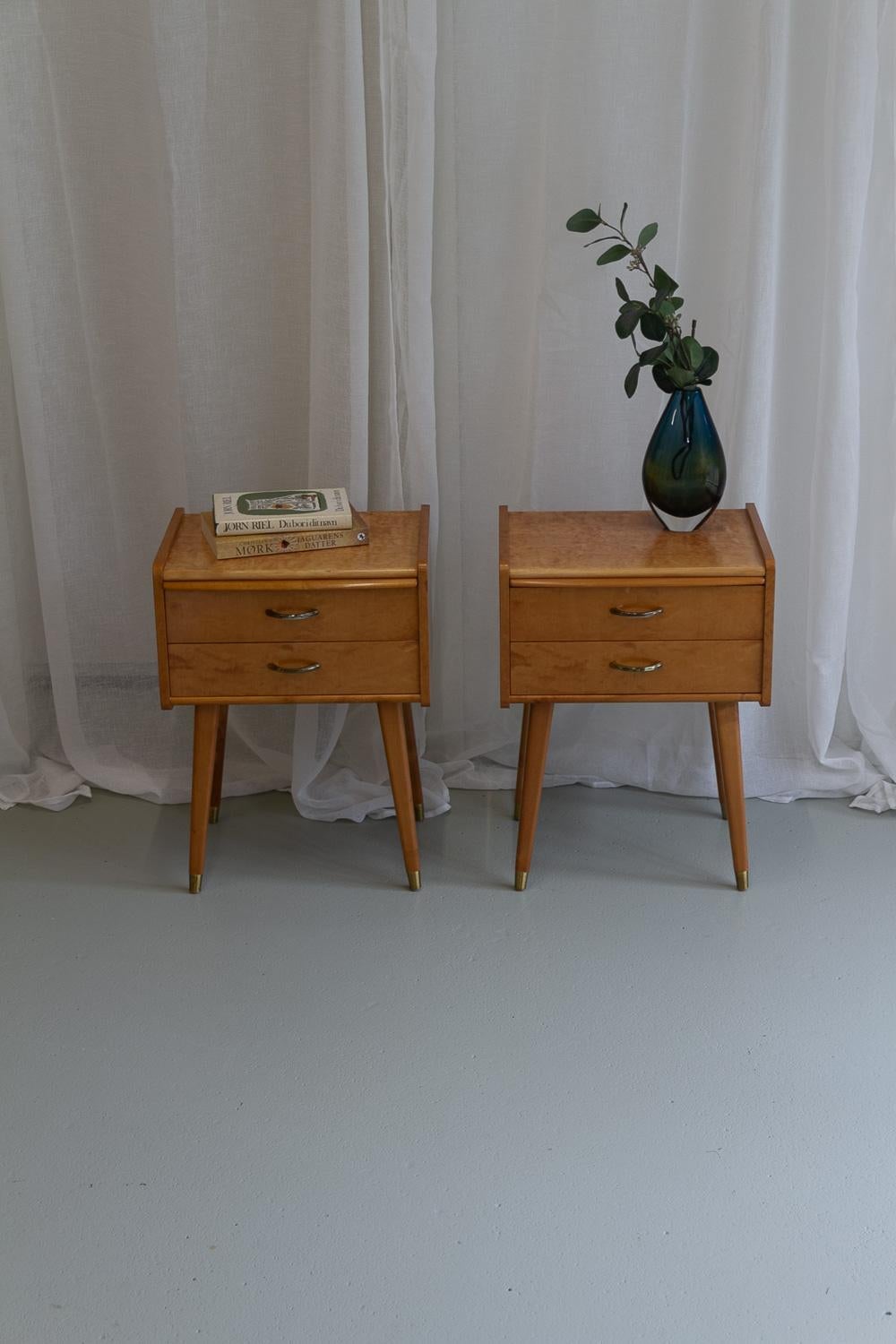 Vintage Scandinavian Modern Bedside Tables by Talgø Møbler, 1950s. Set of 2. 9