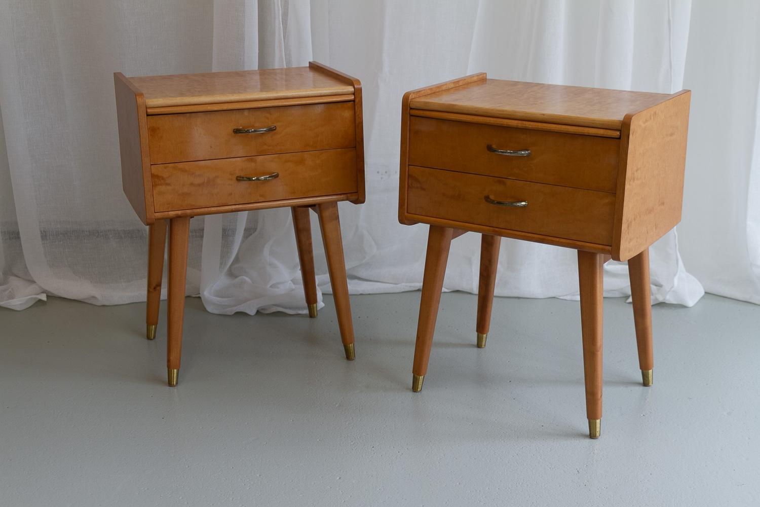 Vintage Scandinavian Modern Bedside Tables by Talgø Møbler, 1950s. Set of 2. 12