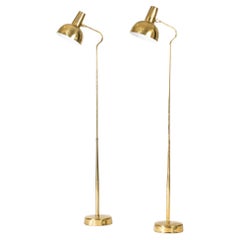 Retro Scandinavian Modern Brass Floor Lamps, ASEA, Sweden, 1950s